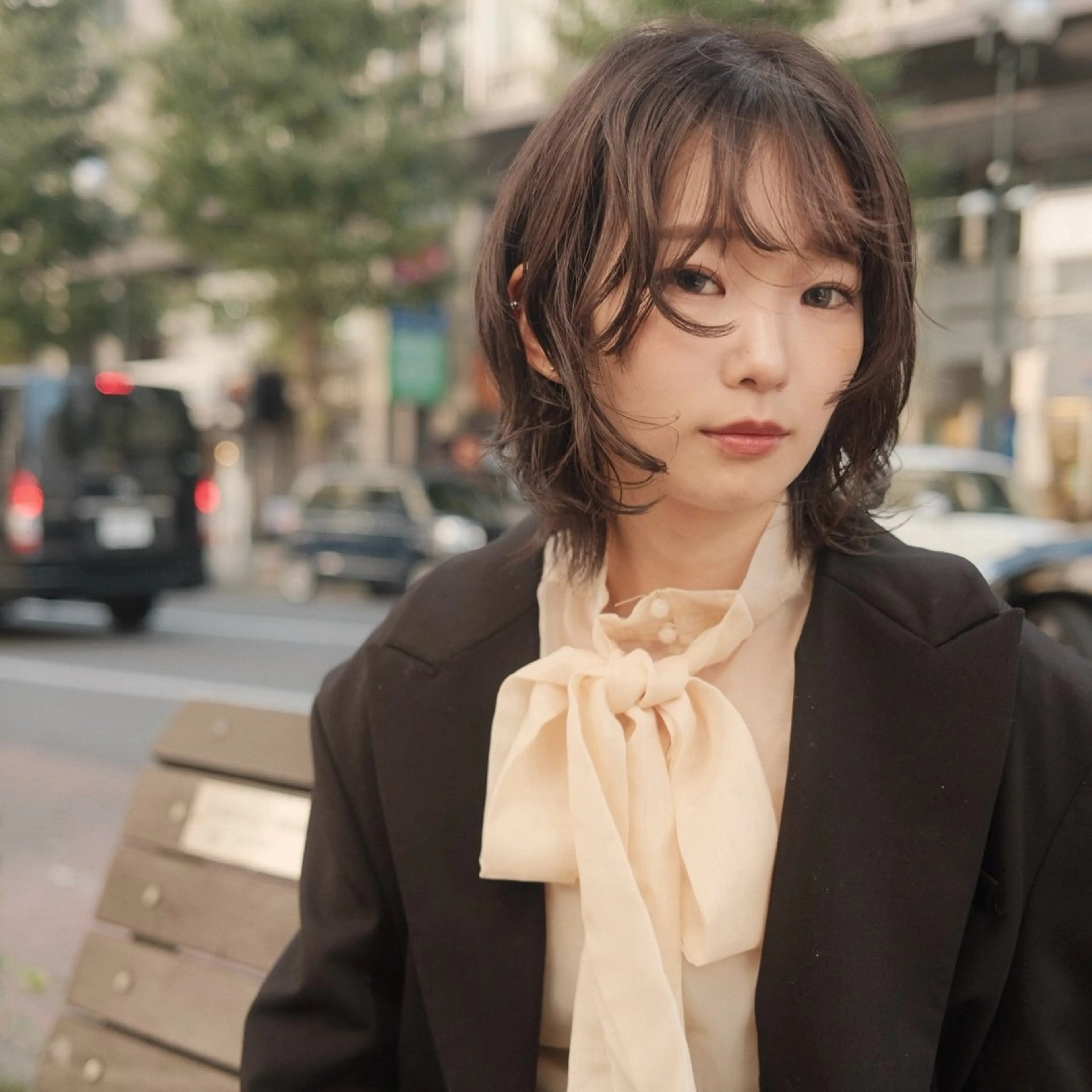 ミディアム カラー パーマ レイヤーカット ヘアカラー トリートメント カットモデル募集 /ハナオカユウキのヘアスタイル