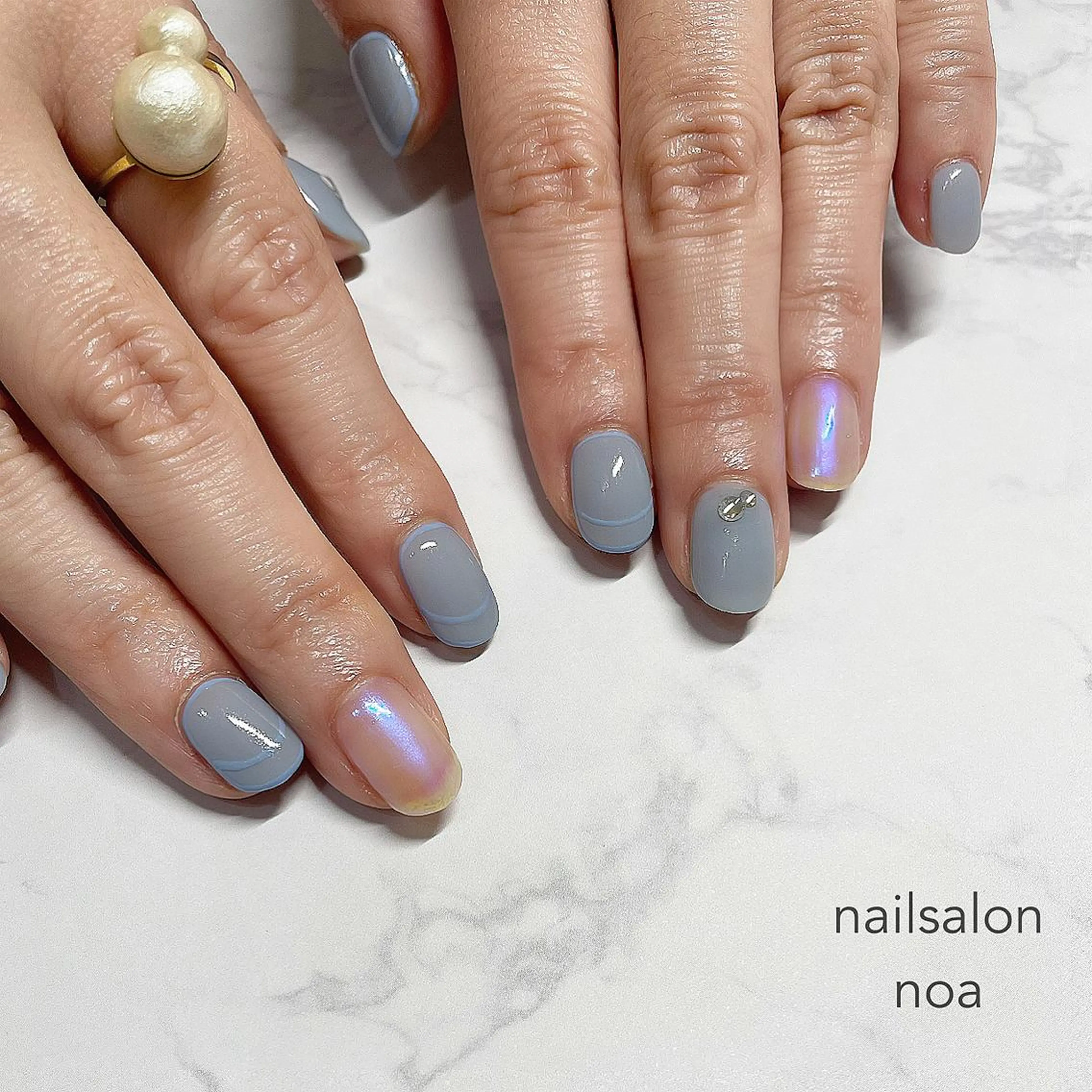 ネイル アートネイル オーロラネイル カジュアル ジェルネイル 氷ネイル・うるうるネイル nailsalon noa所属・nailist sakiのネイルデザイン