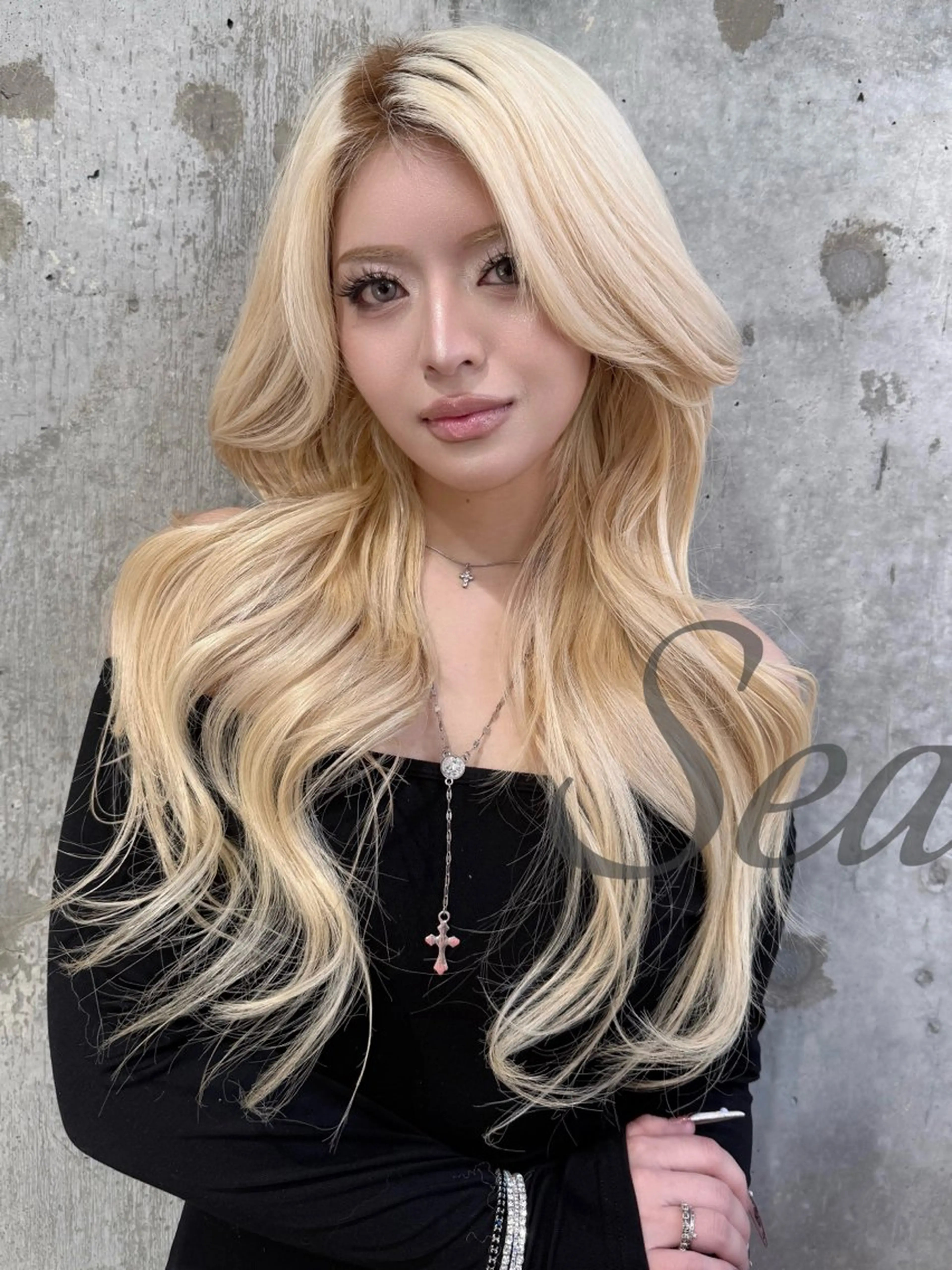 ロング カラー ハイトーンカラー レイヤーカット Sea Shinjuku所属・ハッシュカット/ 韓国レイヤーTERUのヘアスタイル