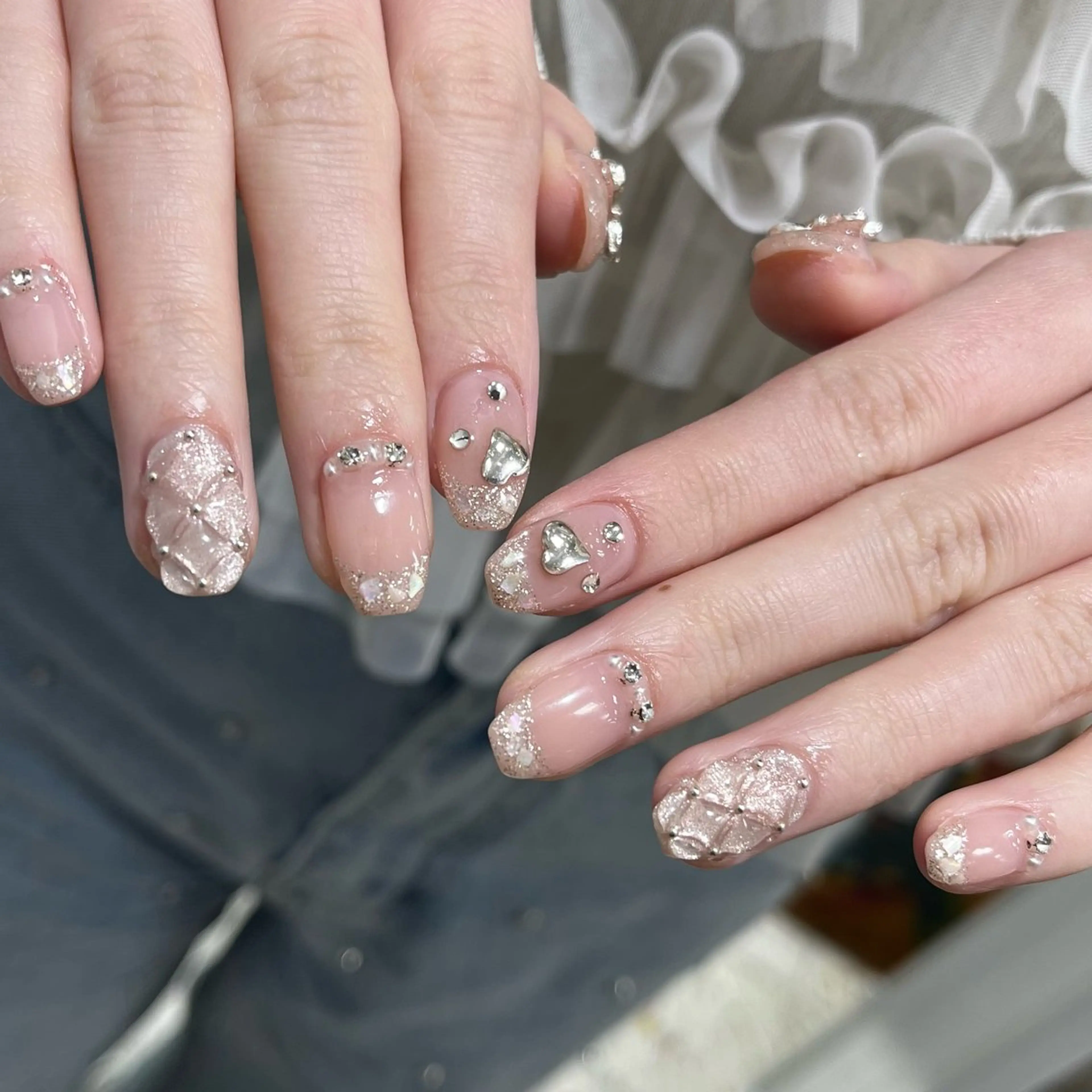 ネイル オーロラネイル ガーリー ハート キラキラネイル 韓国ネイル ハンドネイル フットネイル para ☀︎ sol by BECK所属・Para Sol nail　Maoのネイルデザイン