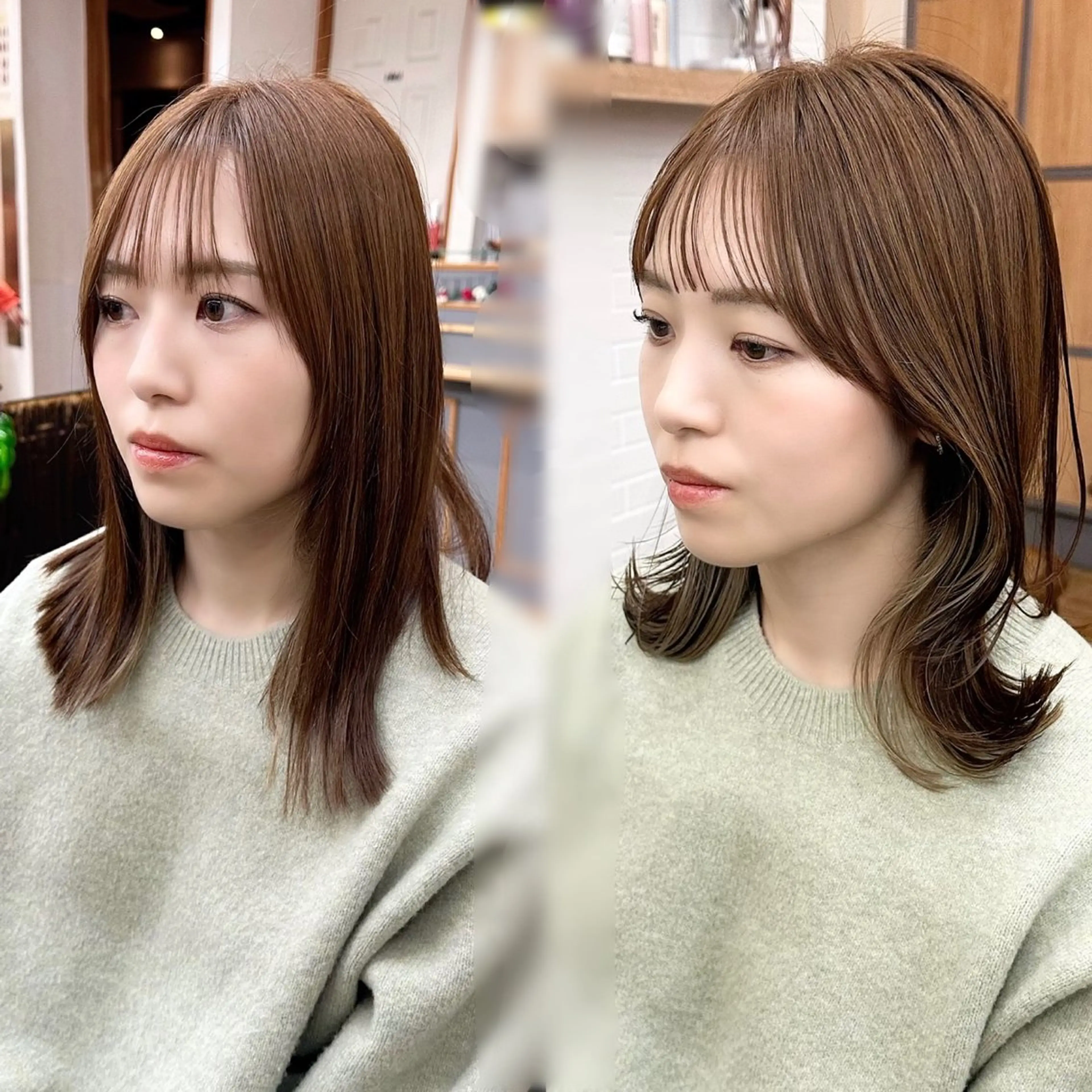 ミディアム カラー パーマ ヘアアレンジ メンズ キッズ カット ヘアカラー 似合わせカット /レイヤーカット🌿のヘアスタイル