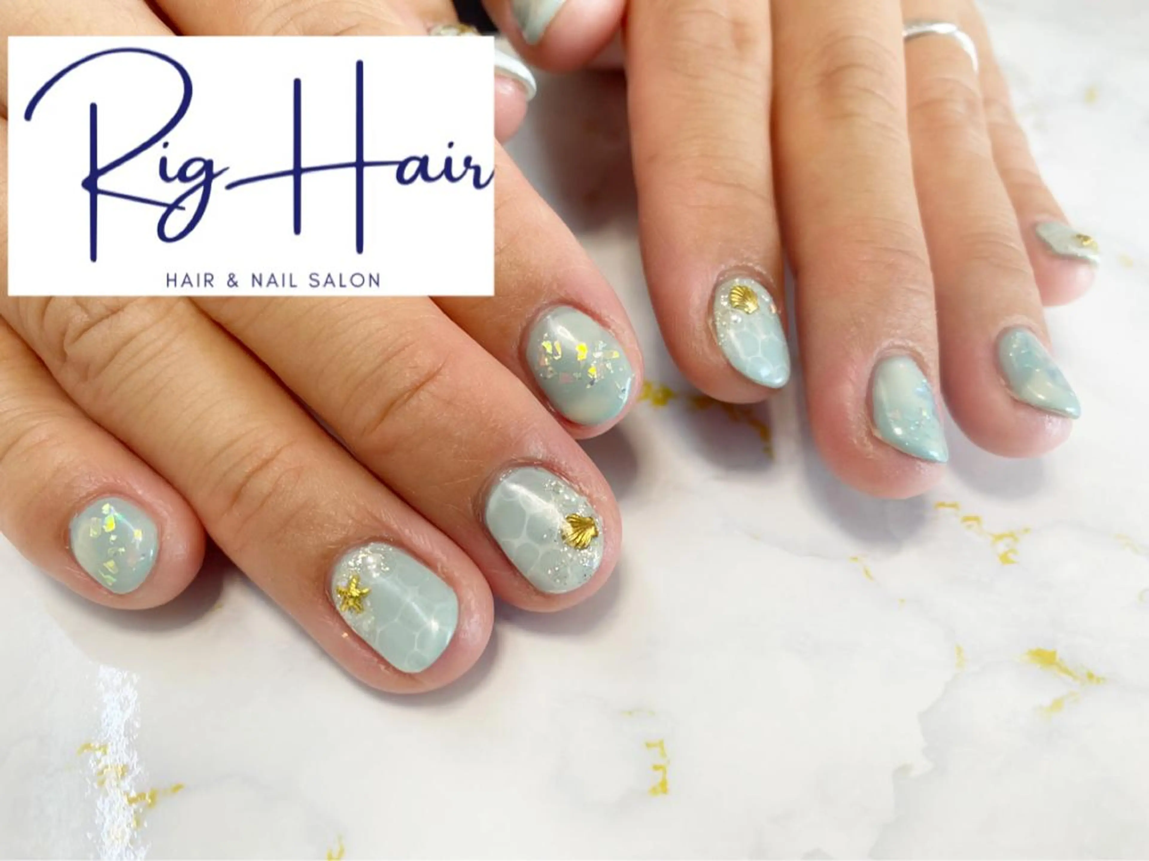 ネイル 水色 RigHair所属・RigHair MIZUHOのネイルデザイン