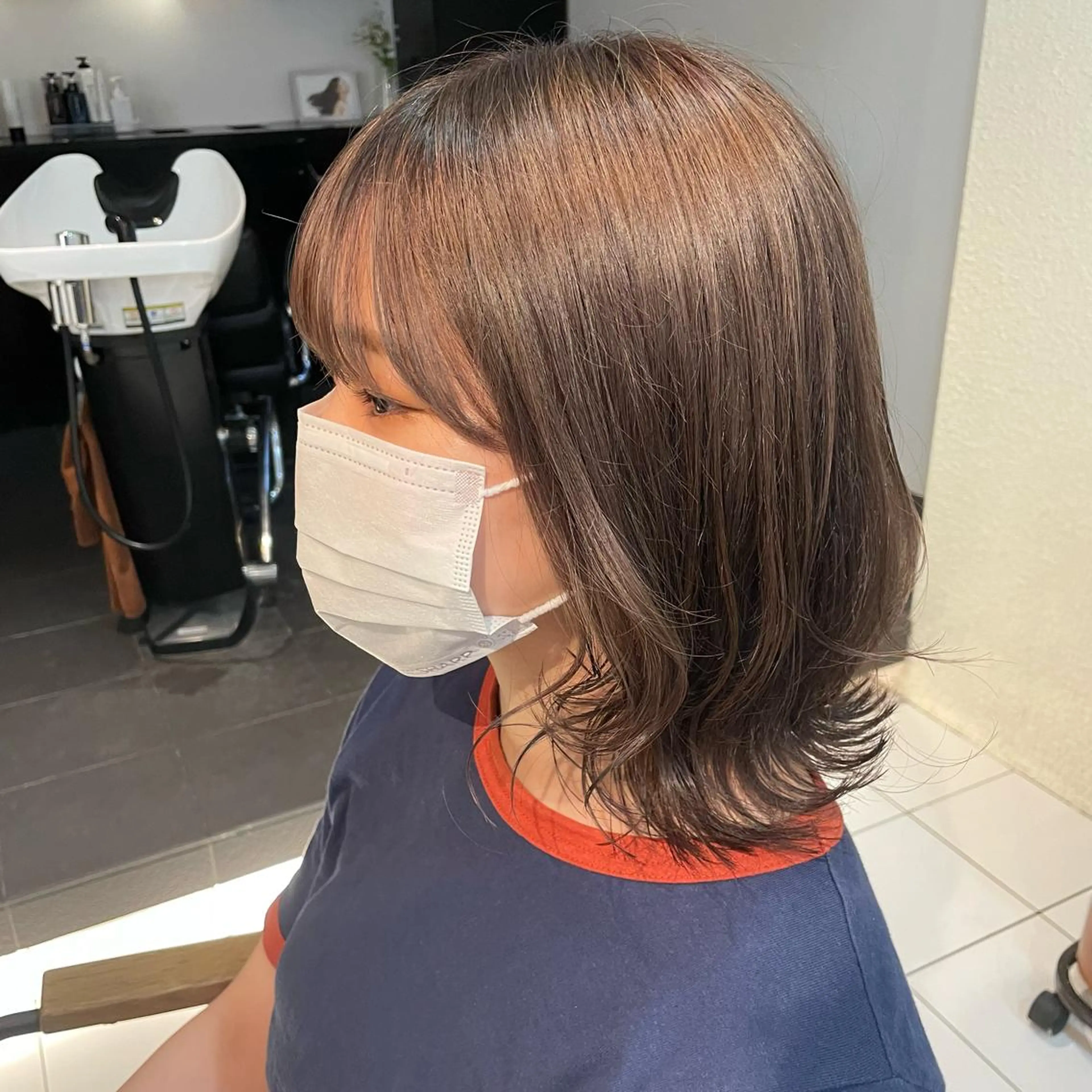 ミディアム カラー グレージュ ミルクティーグレージュ 透明感カラー/ 寺田千雅子のヘアスタイル