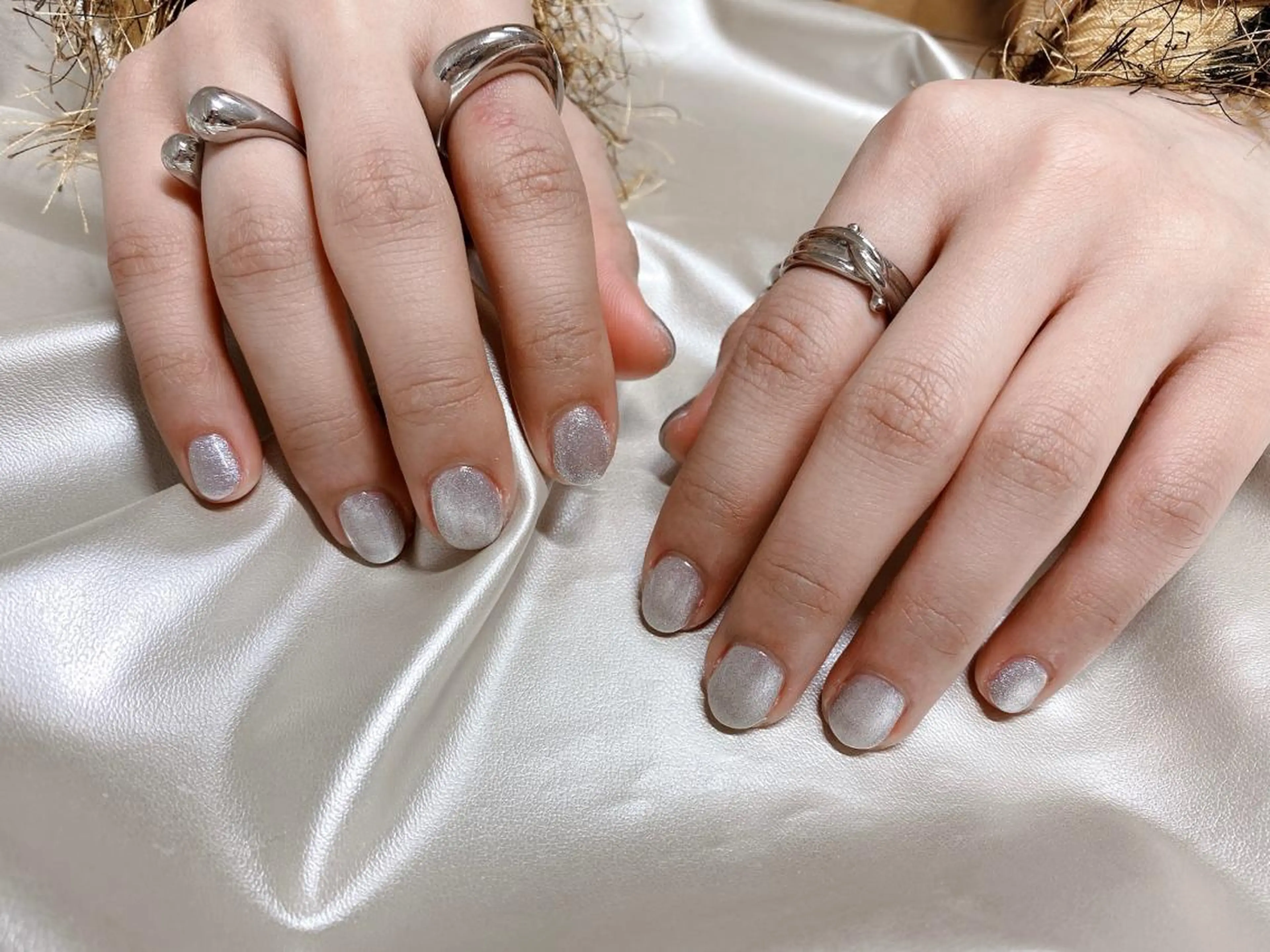 ネイル マグネットネイル シルバー ハンドネイル Mogu nail 二子玉川のネイルデザイン