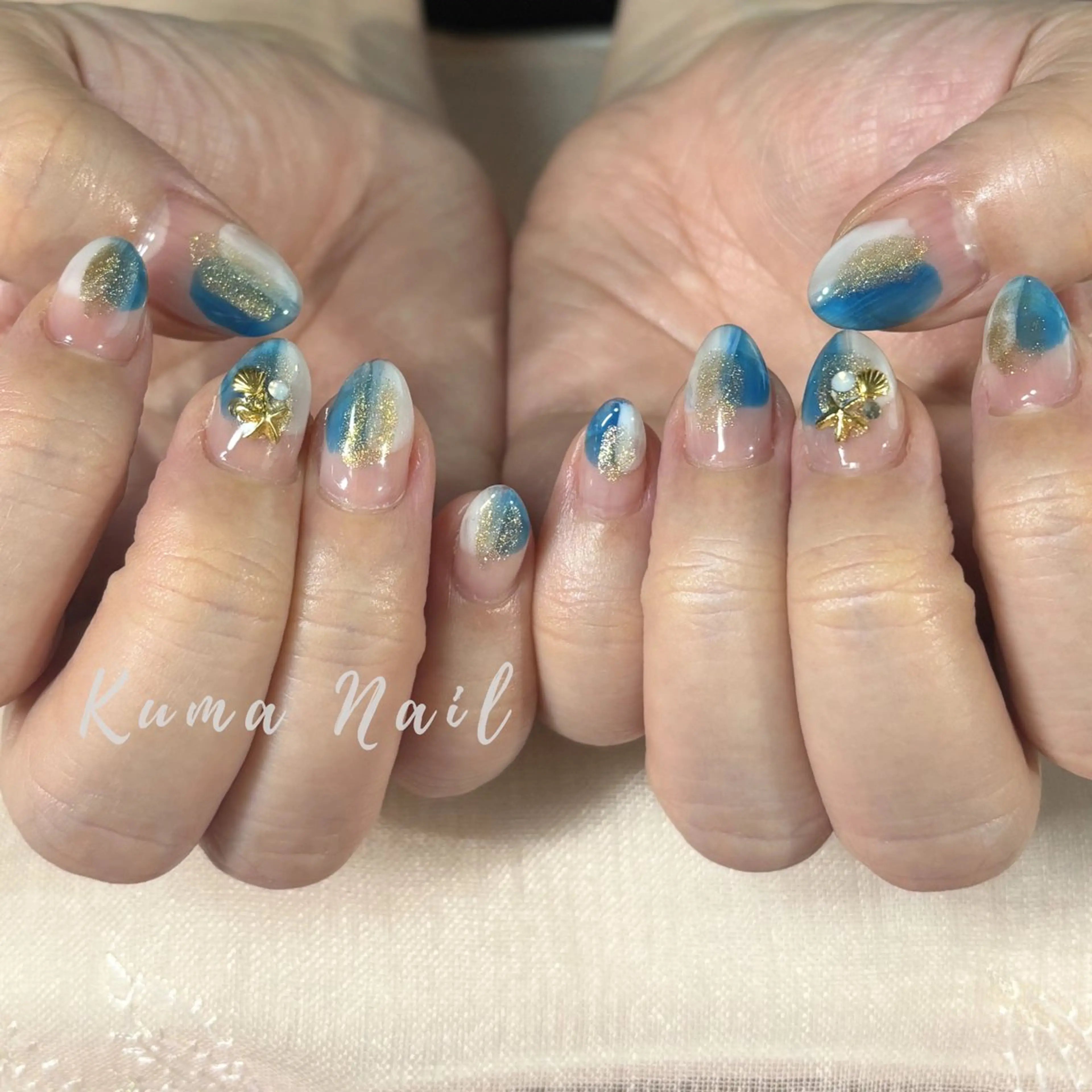 ネイル ニュアンスネイル 夏ネイル ハンドネイル Private salon Kuma Nail.所属・藤が丘ネイル Kuma Nailのネイルデザイン