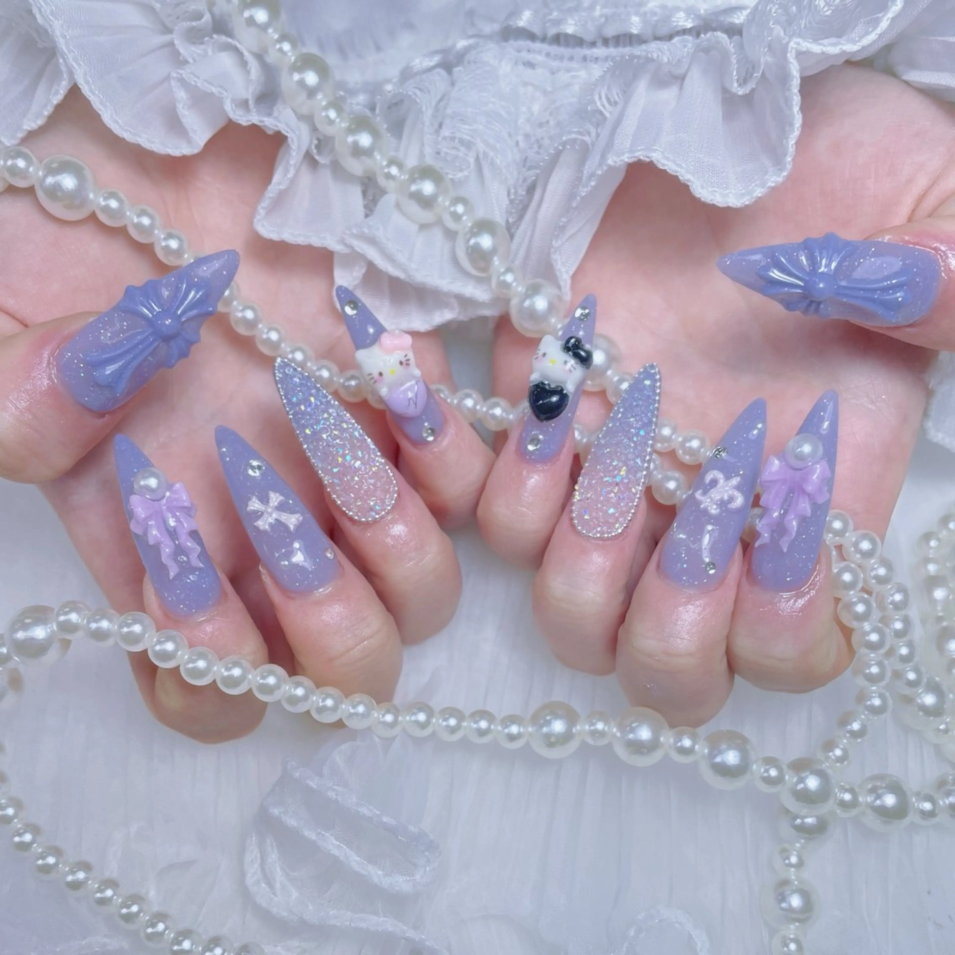 ネイル クリアネイル ハート キラキラネイル 韓国ネイル マグネットネイル NailPrincess所属・princess スカルプ専門店のネイルデザイン