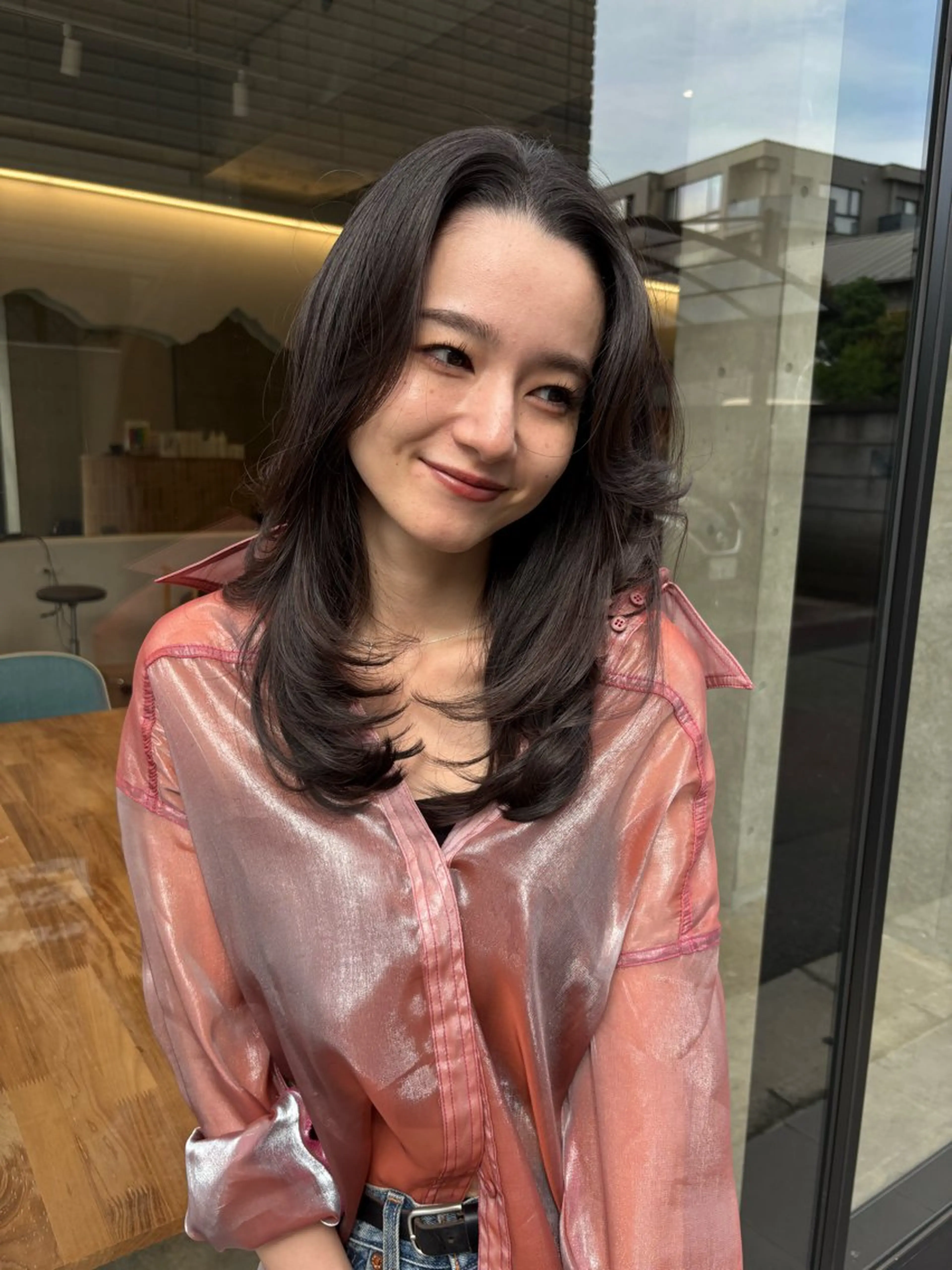 ミディアム カラー カット ヘアカラー トリートメント レイヤー/柔色 カラー/SAkiのヘアスタイル