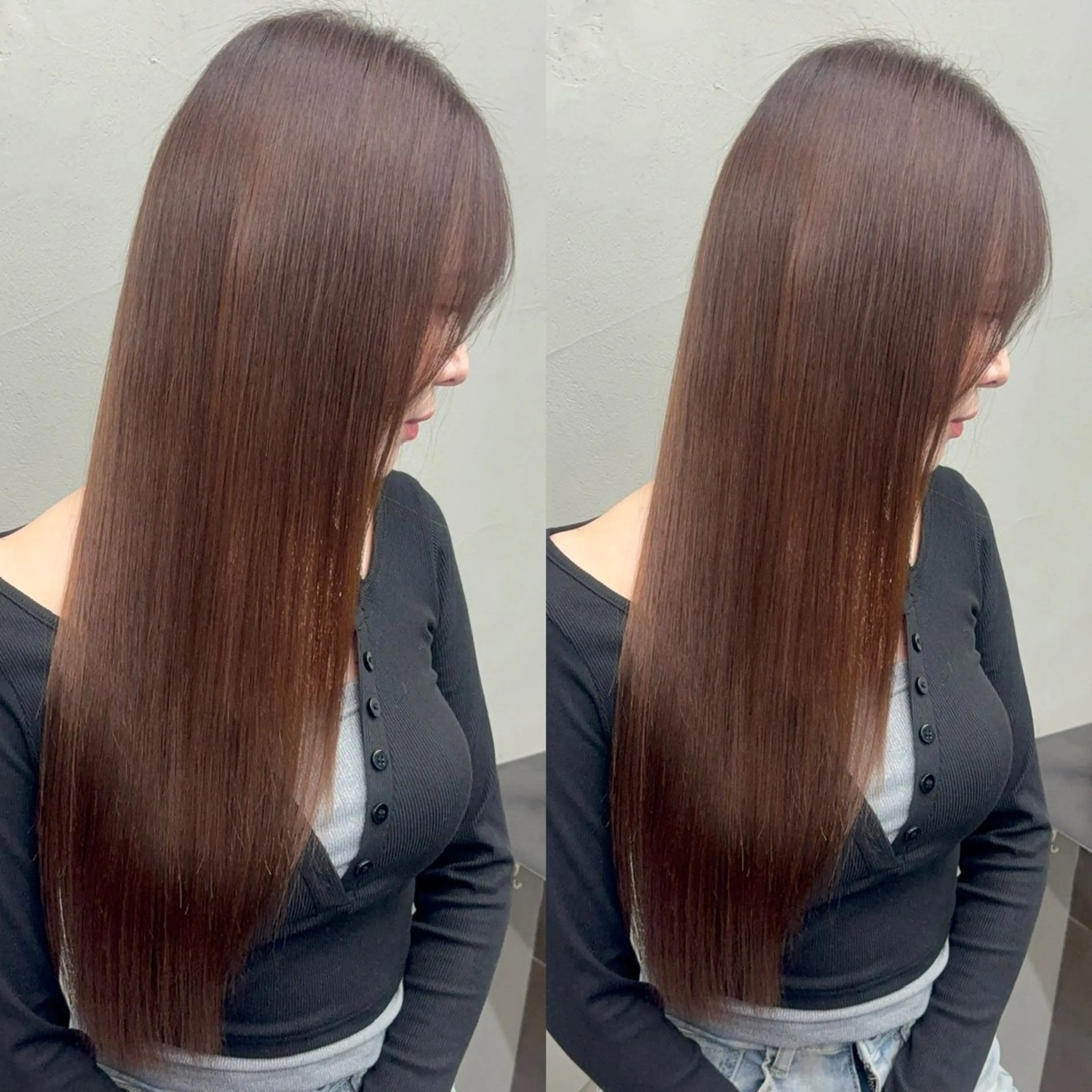 ロング カット 縮毛矯正 トリートメント youres hair 東新宿のヘアスタイル