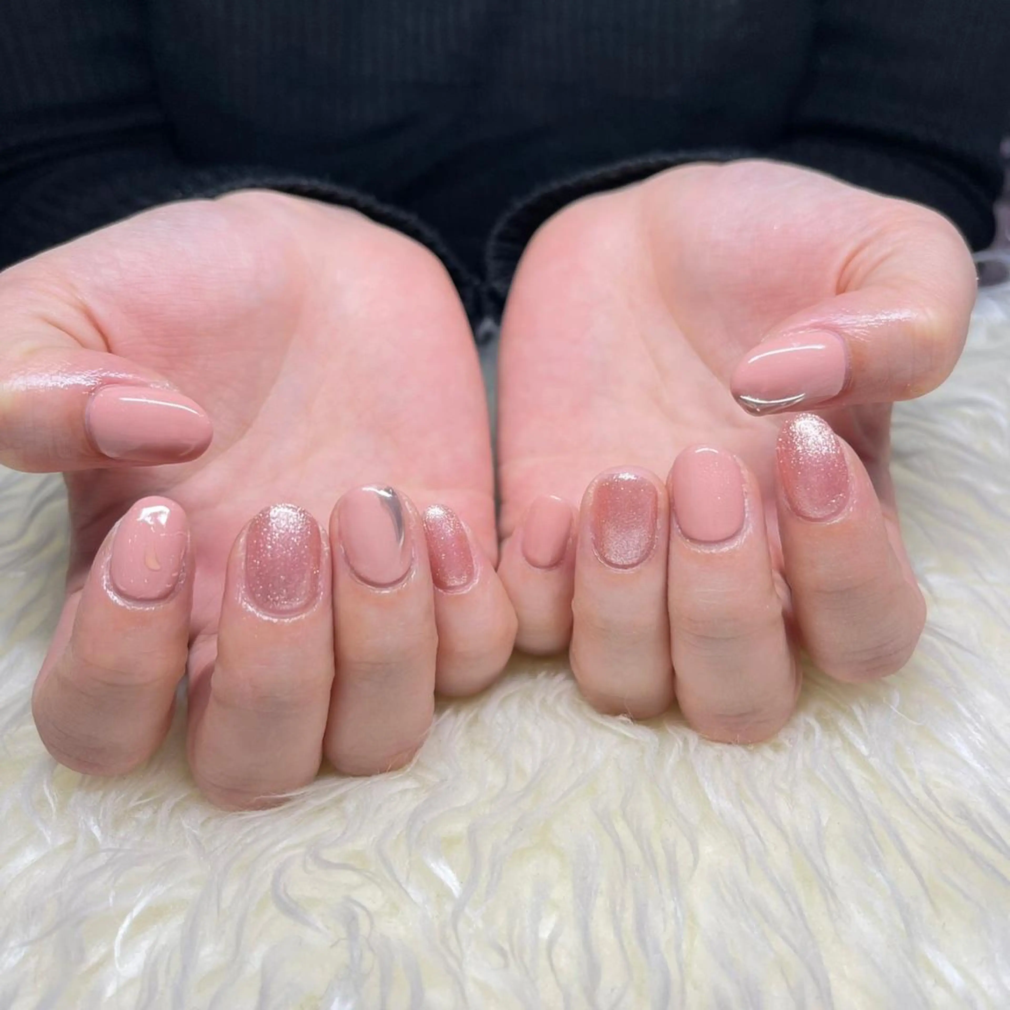 ネイル ジェルネイル 韓国ネイル ミラーネイル 持ち込み パラジェル ハンドネイル Nail&eye Belire 新宿のネイルデザイン