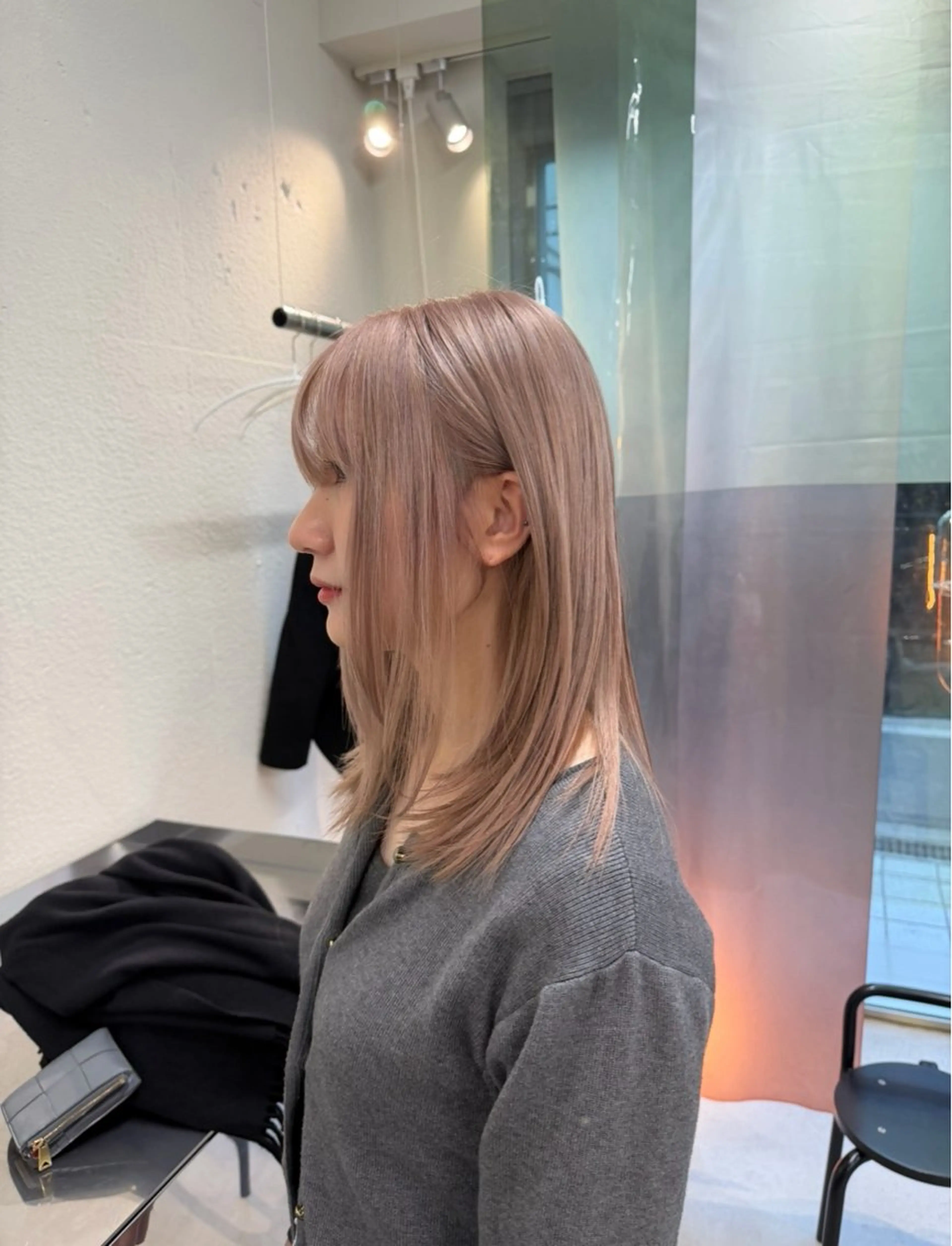 セミロング カラー ベージュカラー ピンクカラー ピンクベージュ ヘアカラー トリートメント Junmi/ﾁｶｼﾂ /堀江のヘアスタイル