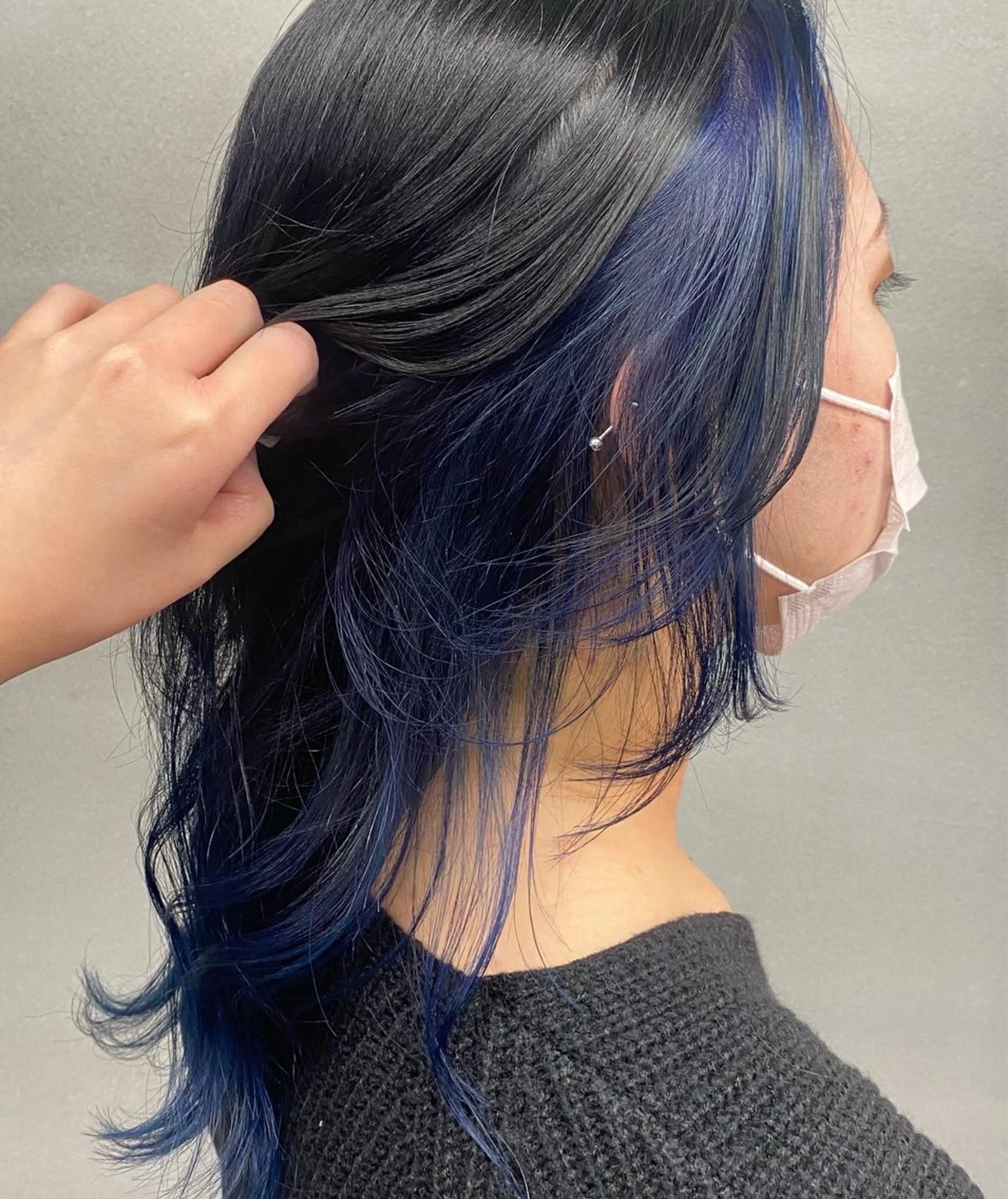 ロング カラー ブルーカラー ロング ウルフカット カット ヘアカラー トリートメント 柏 デザインカラー/ レイヤー🐣シオリのヘアスタイル