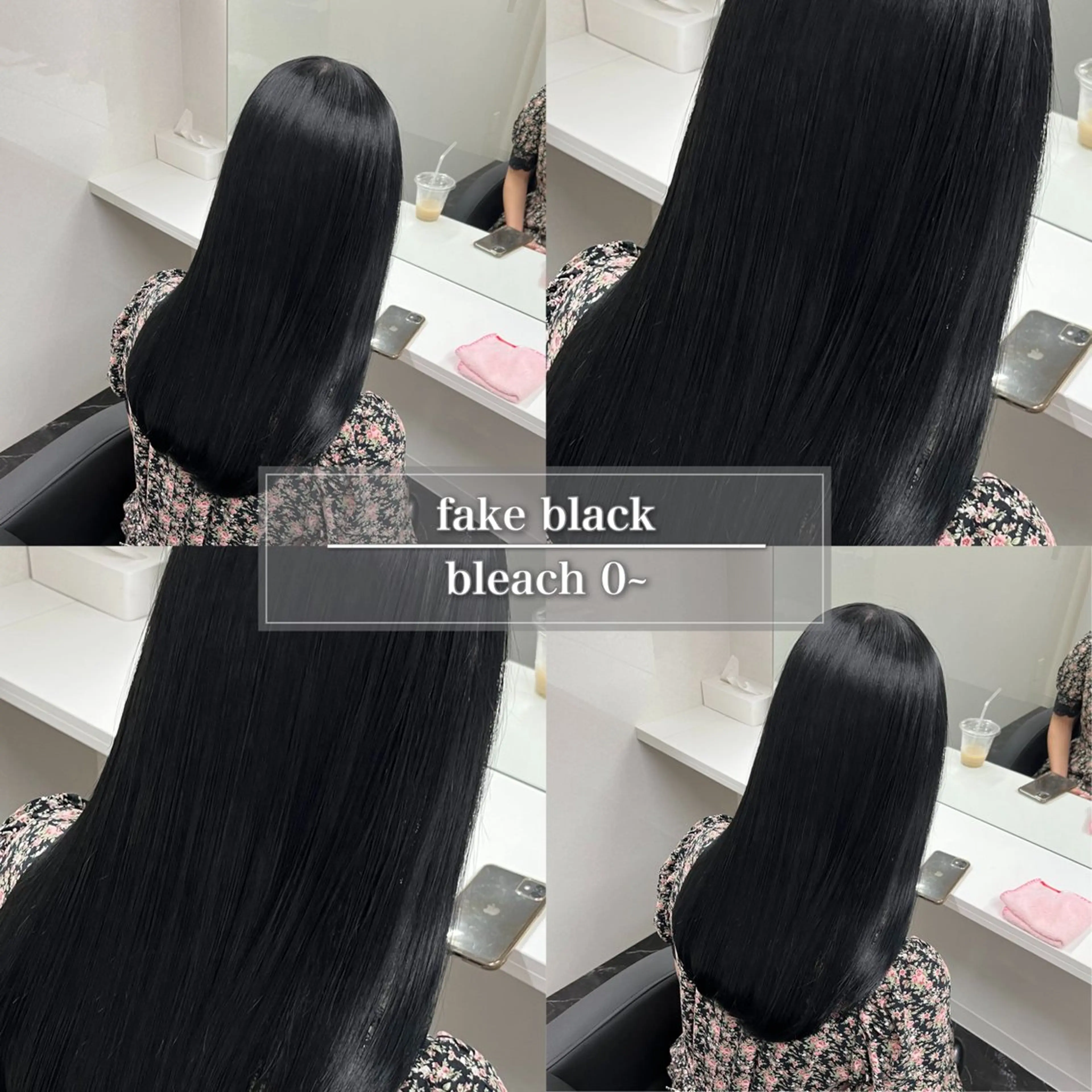 セミロング カラー 黒髪 ブリーチ ブルーカラー ブルーブラック ダークグレー ハイトーン/ 髪質改善/上質艶髪のヘアスタイル