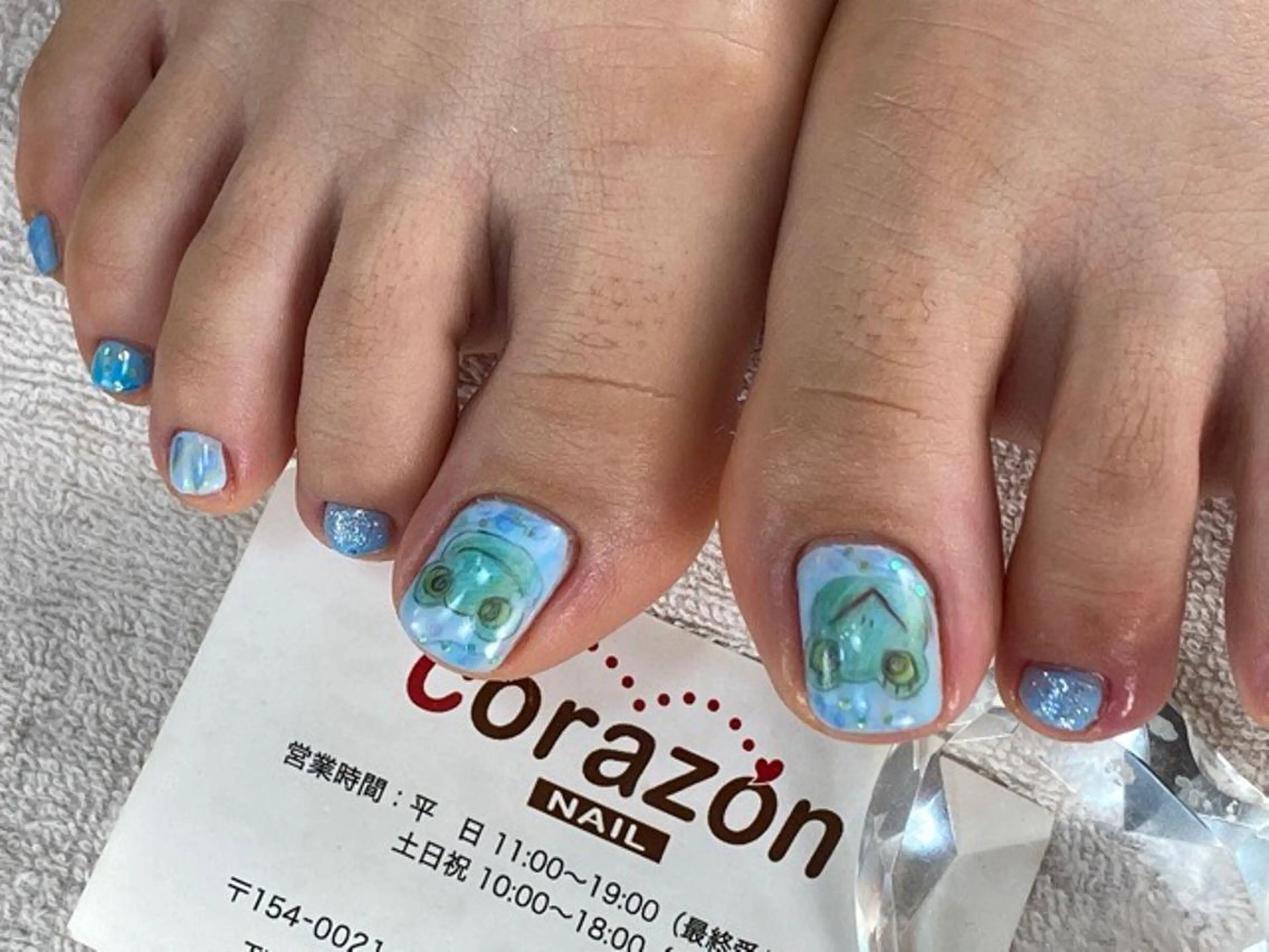 ネイル アートネイル フットネイル 水色 フットネイル corazon所属・ネイリスト aicoのネイルデザイン