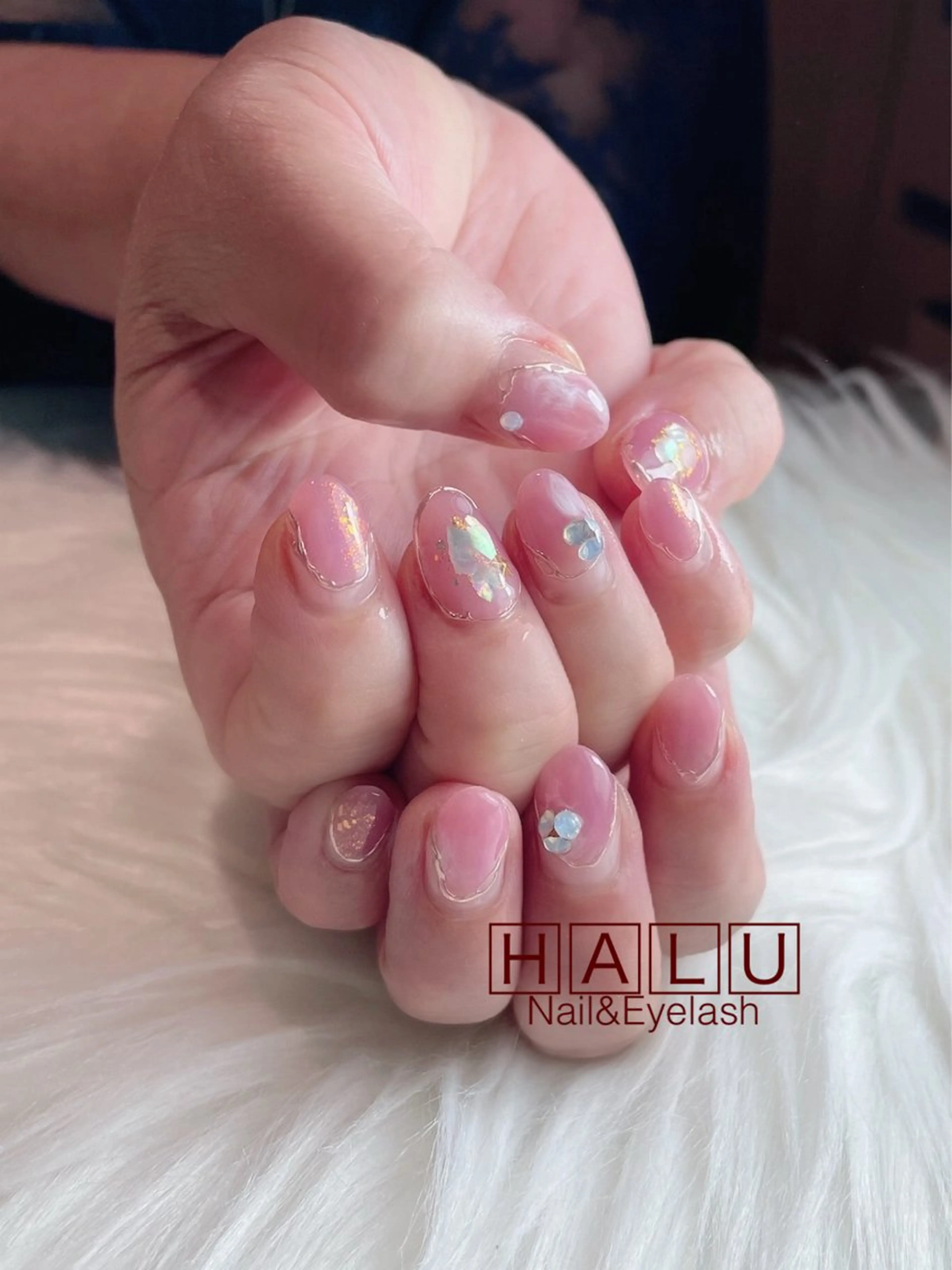 ネイル ミラーネイル ピンク HALU ハルのネイルデザイン