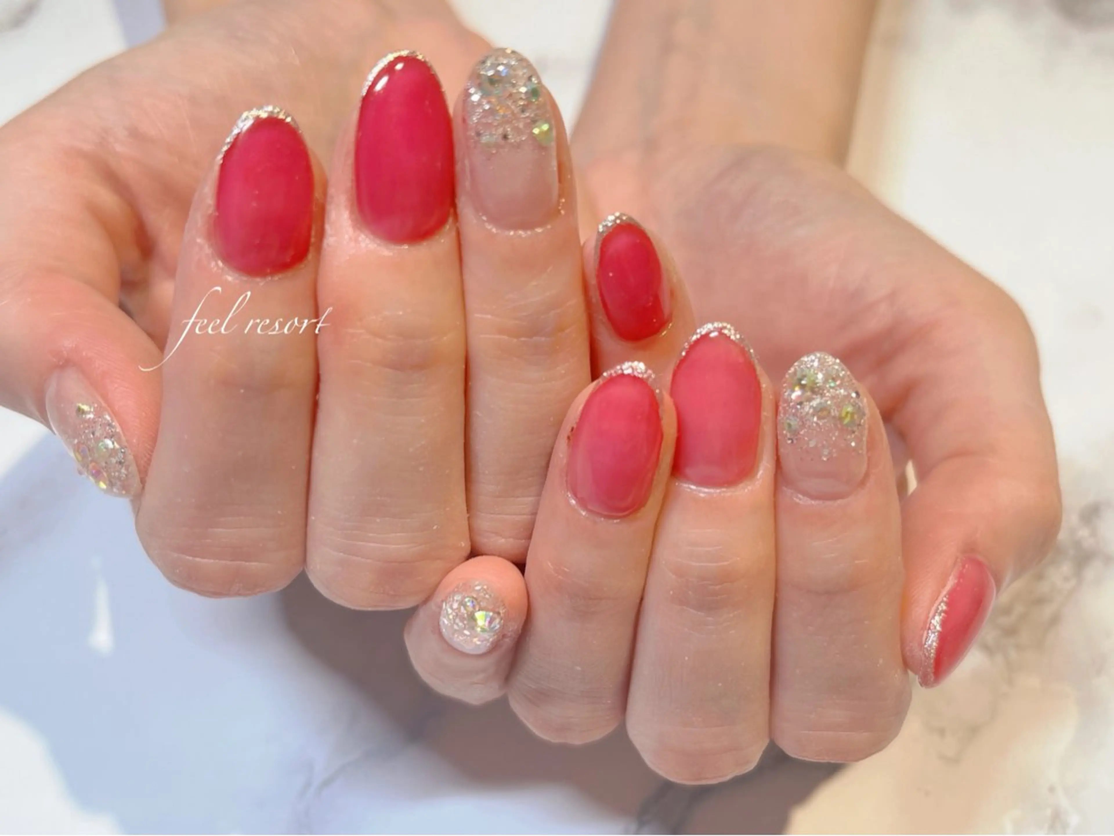 ネイル 長さ出し フットネイル フレンチネイル ジェルネイル ガラスフレンチ ハンドネイル Lien（リアン） 銀座駅6分のネイルデザイン