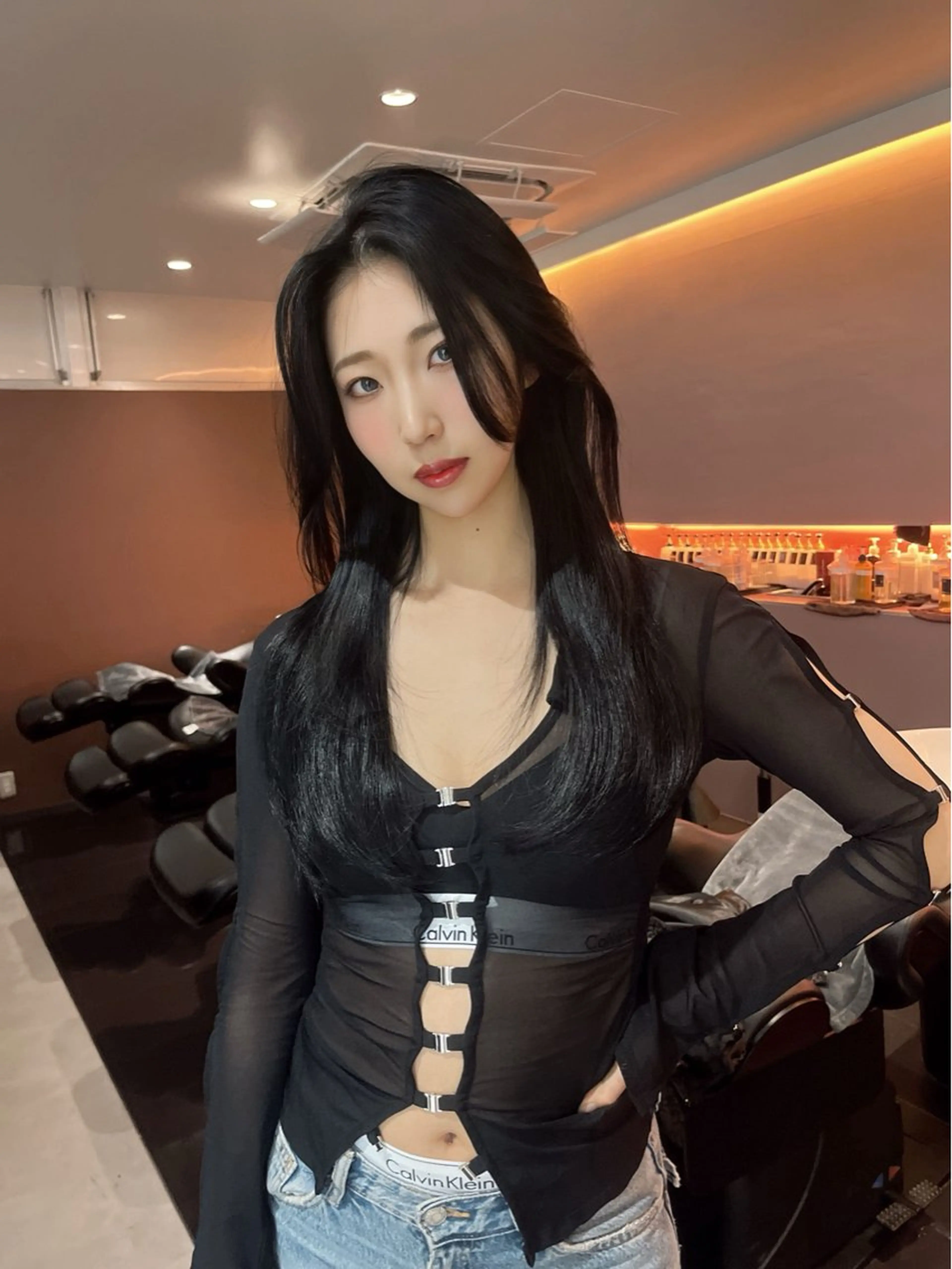 ロング カット トリートメント 海野翔吾🇨🇳 ワンホンレイヤーのヘアスタイル