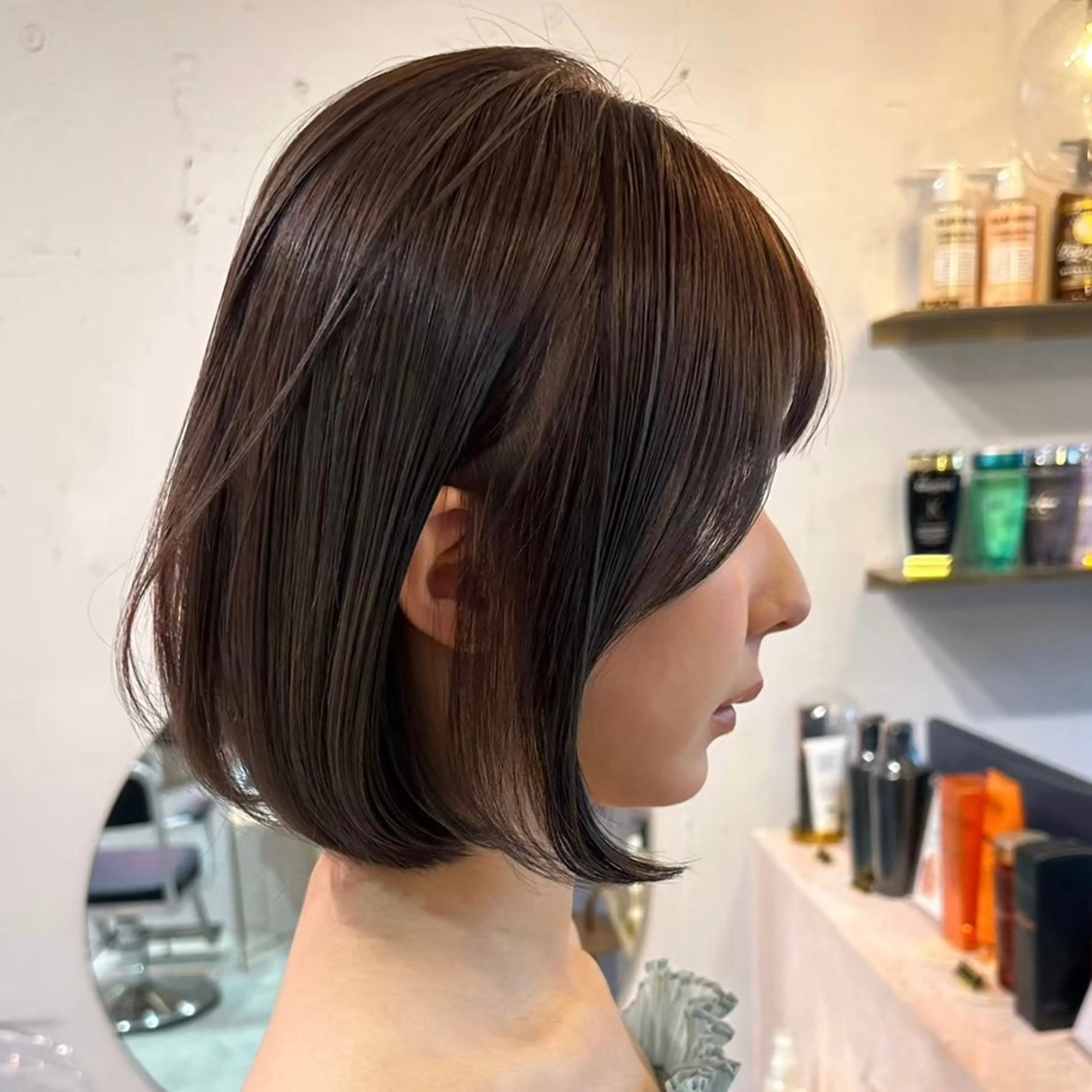 ショート ボブ 顔まわりレイヤー ハイライト 髪質改善 レイヤーカット sajou【上野】所属・🩶艶髪ヘア/ 。。のヘアスタイル