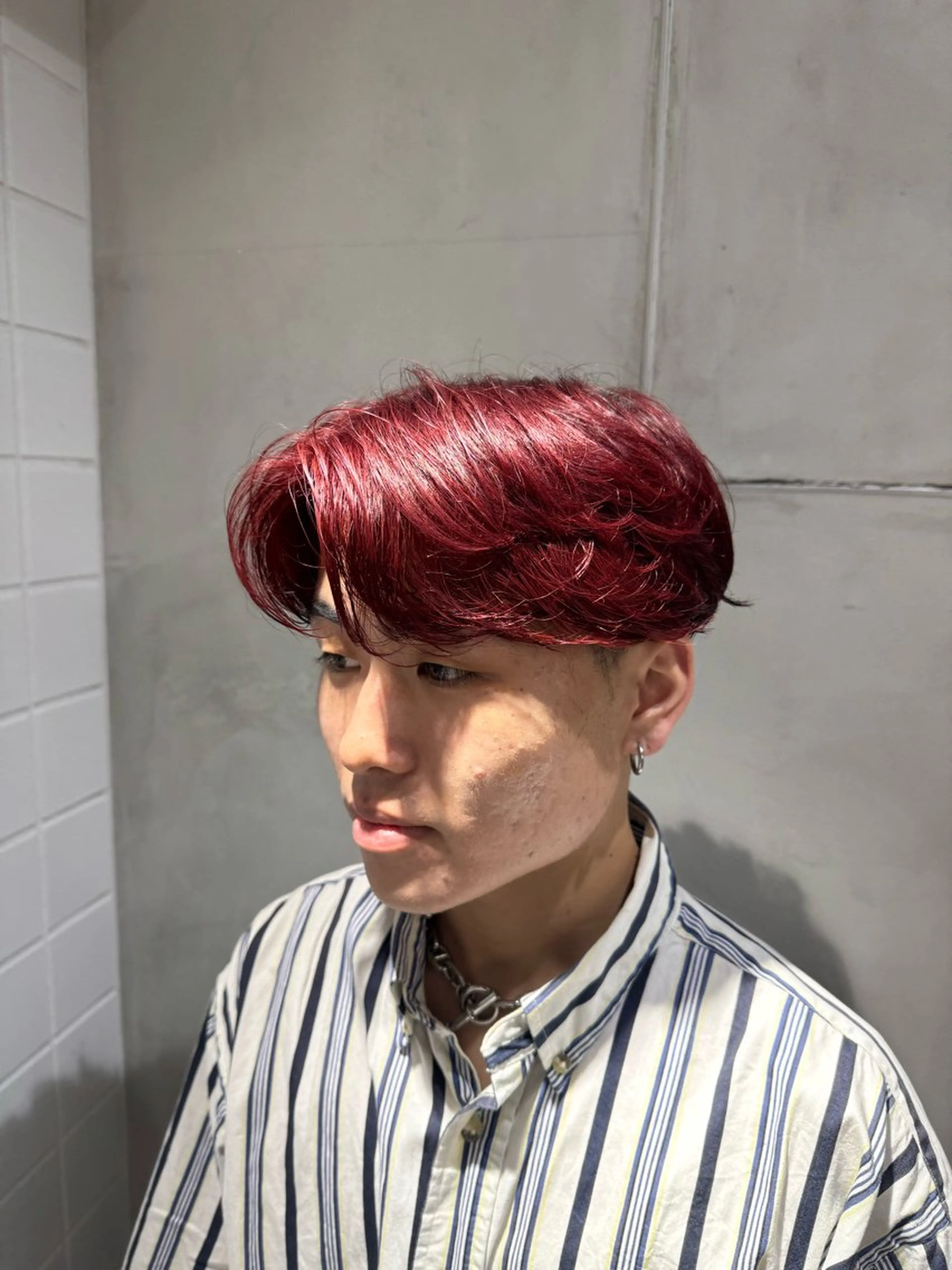 カラー メンズ メンズ韓国風 レッドカラー ブリーチ/パーマ特化 片平和寿のヘアスタイル