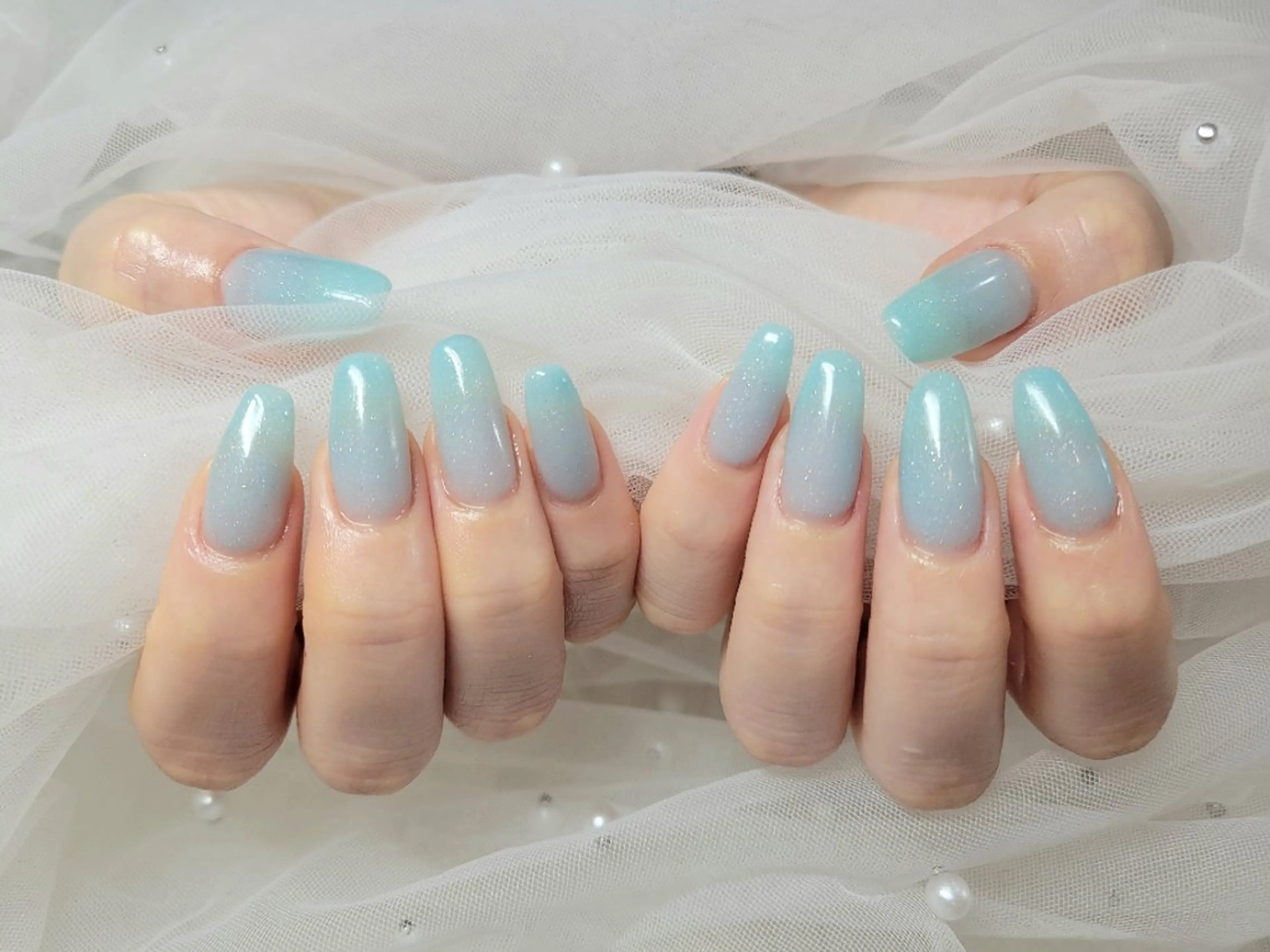 ネイル ブルー ラメ(グリッター) ワンカラーネイル ハンドネイル nail patio hinaのネイルデザイン