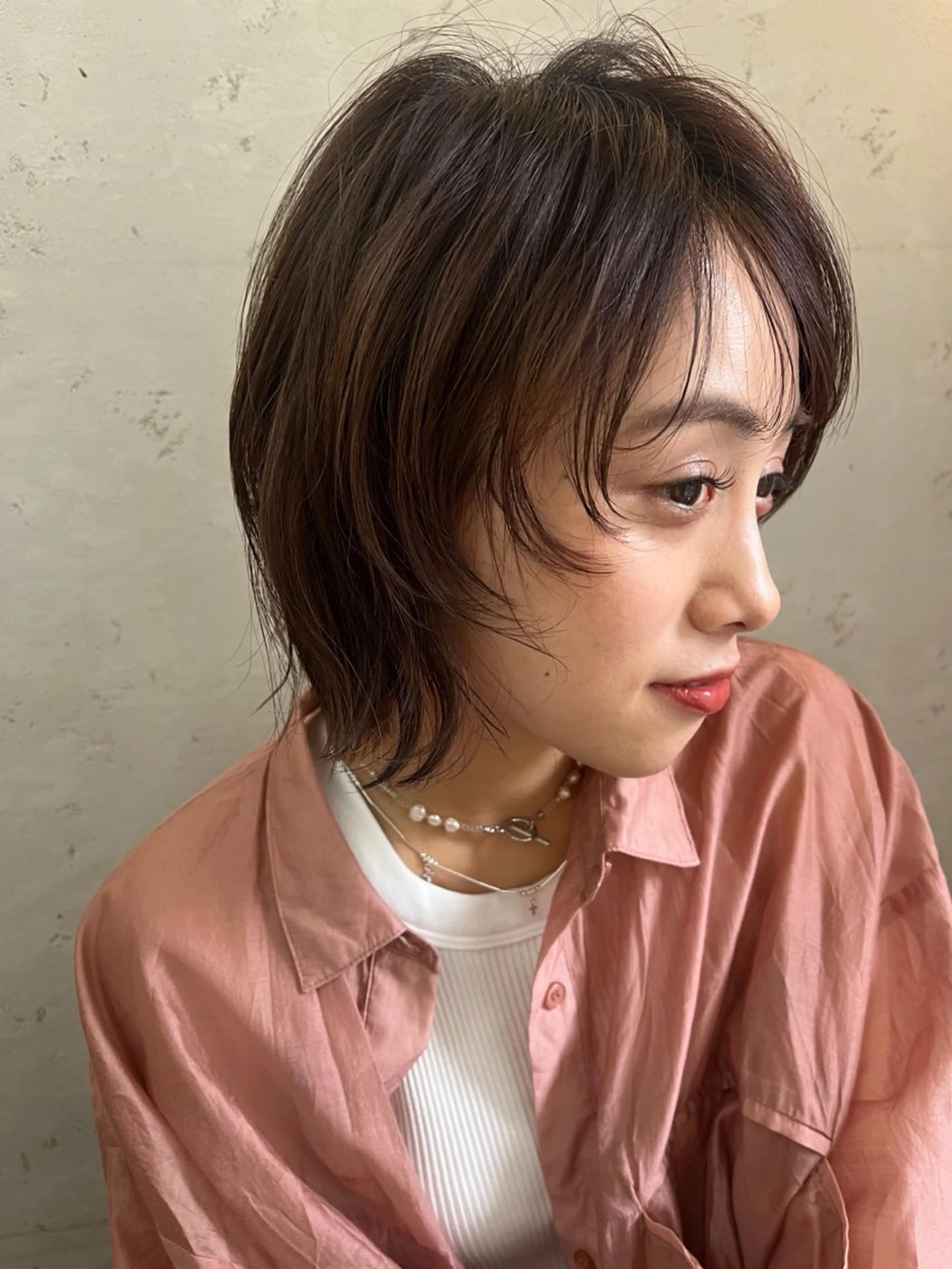 ミディアム カラー ブラウンカラー 顔まわりレイヤー 顔周りカット レイヤーカット カット ヘアカラー トリートメント 透明感カラー│ レイヤーヘア中居美樹のヘアスタイル