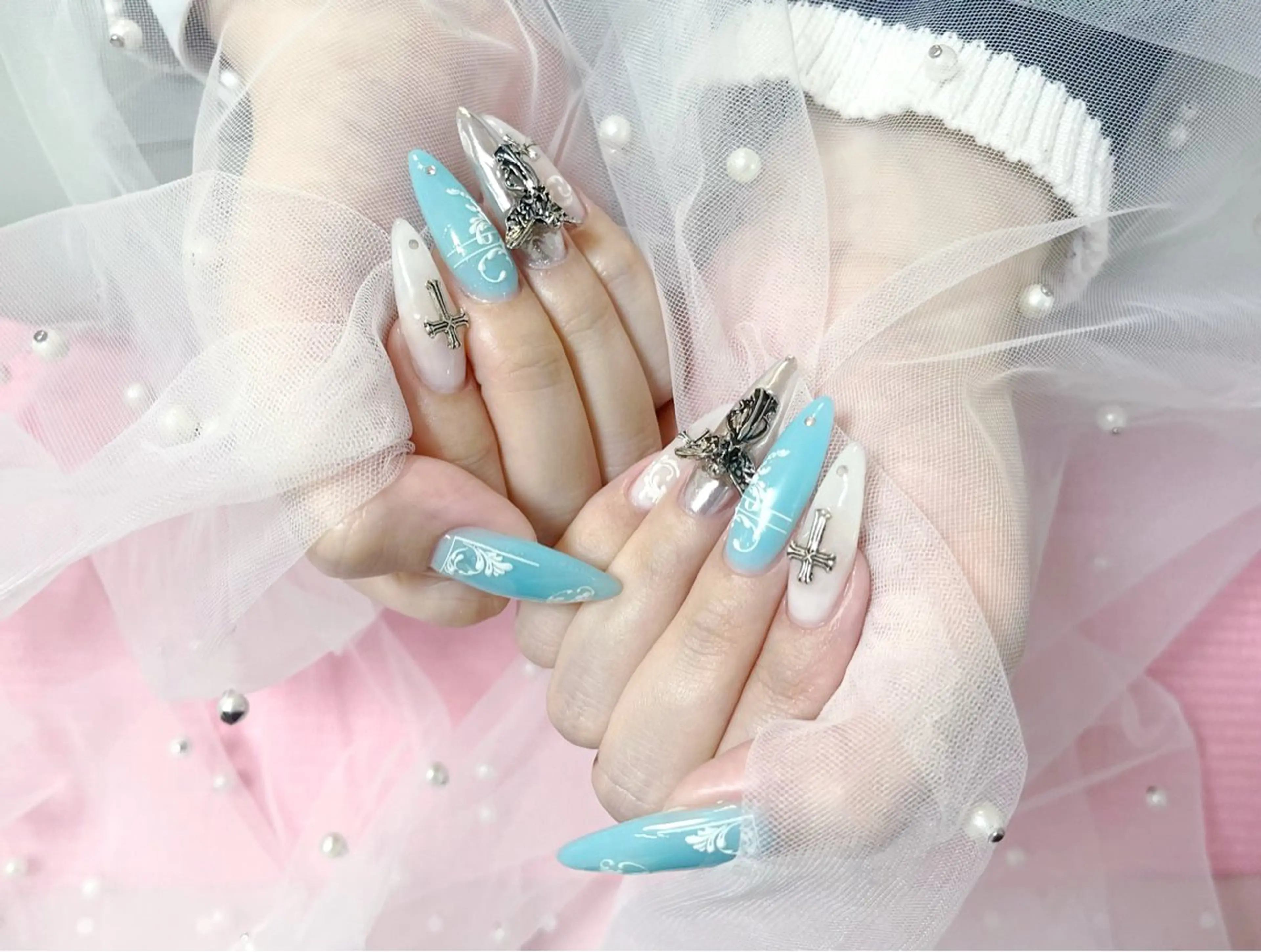 ネイル アートネイル チークネイル 長さ出し フラワーネイル ジェルネイル YK 美学院所属・Y.K sunのマツエク・マツパデザイン