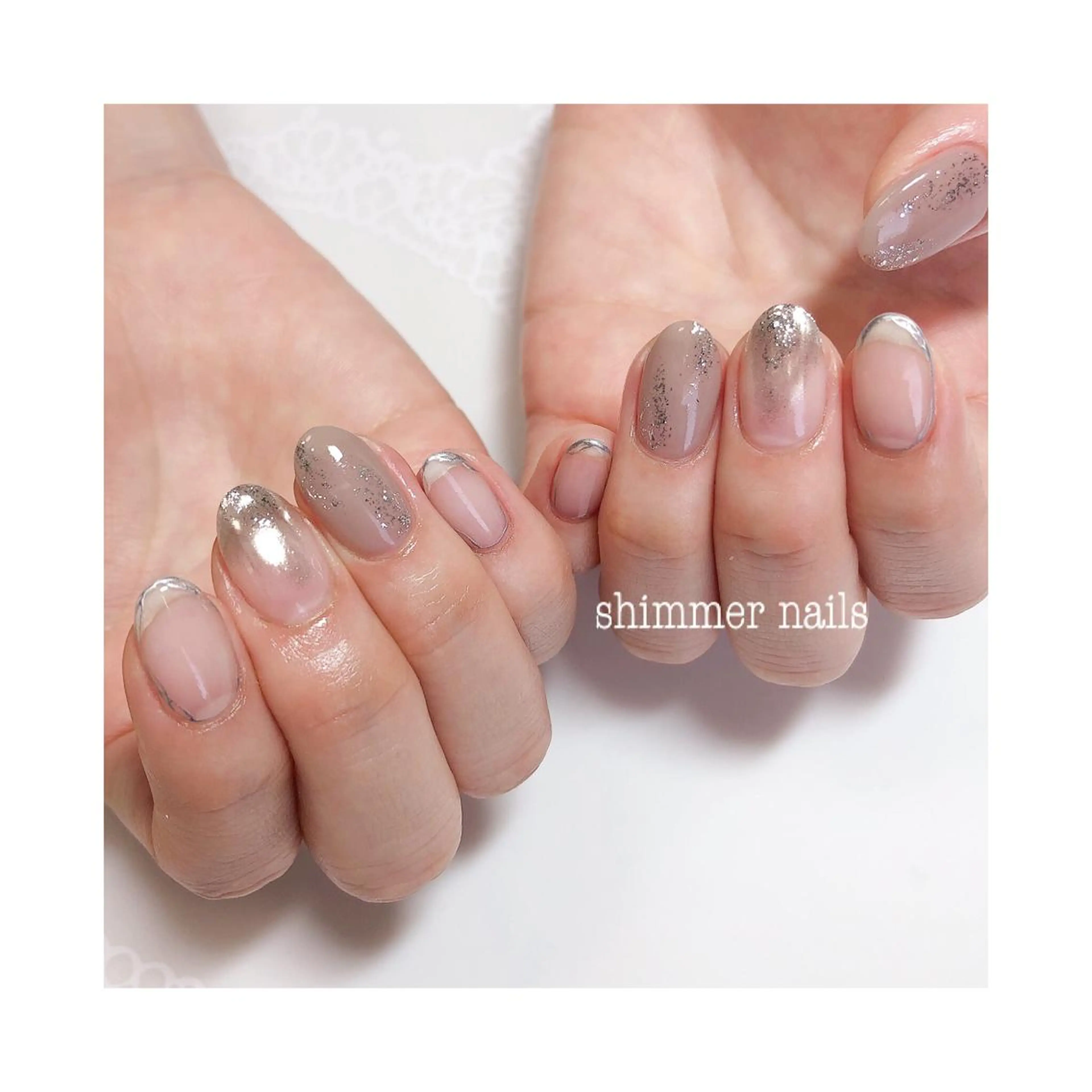ネイル クリアネイル シルバー フットネイル shimmer nailsのネイルデザイン
