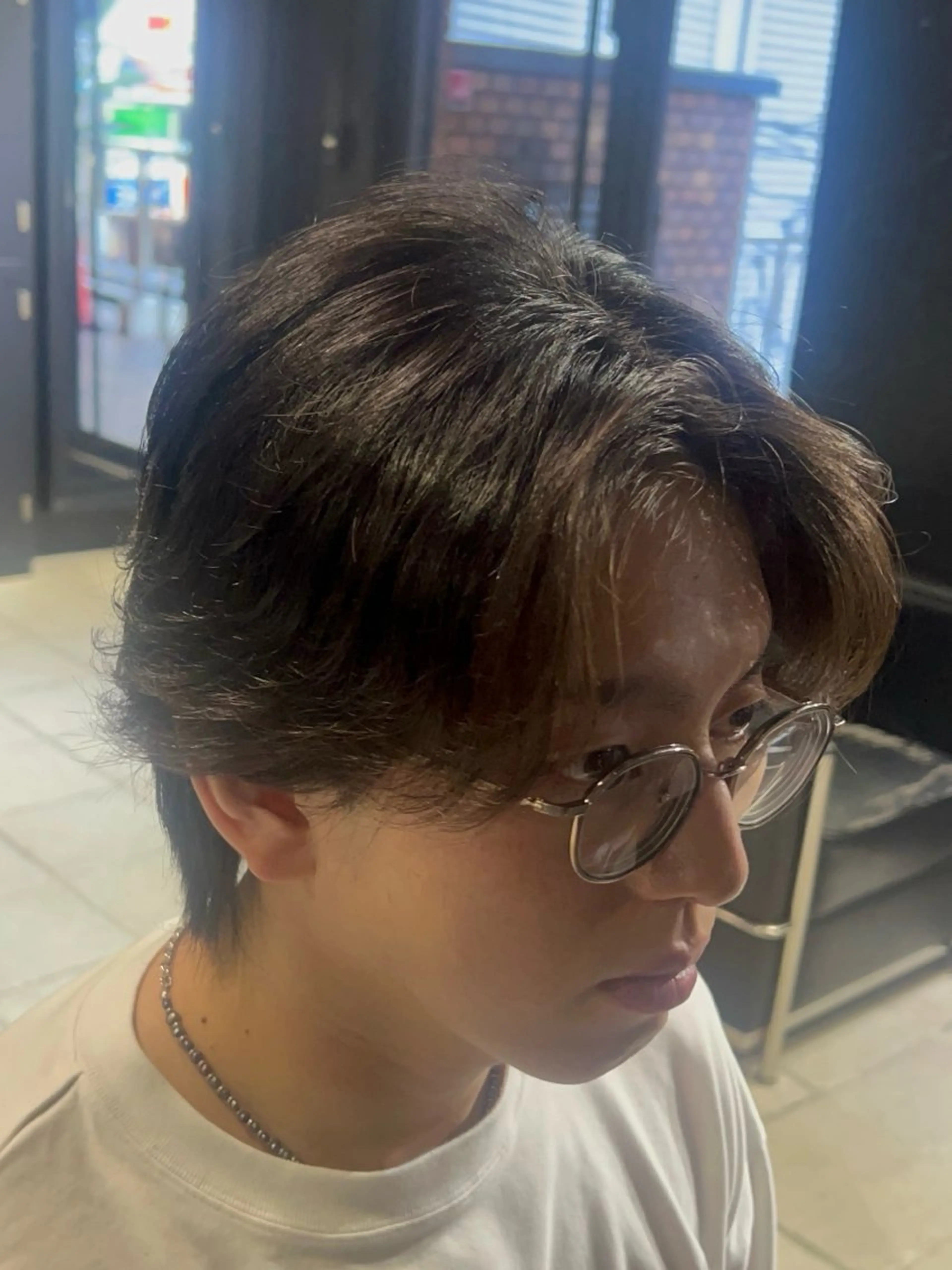 ショート メンズ センターパート メンズウルフカット ウルフカット 【フェザーパーマ】 【縮毛矯正】鶴田文のヘアスタイル