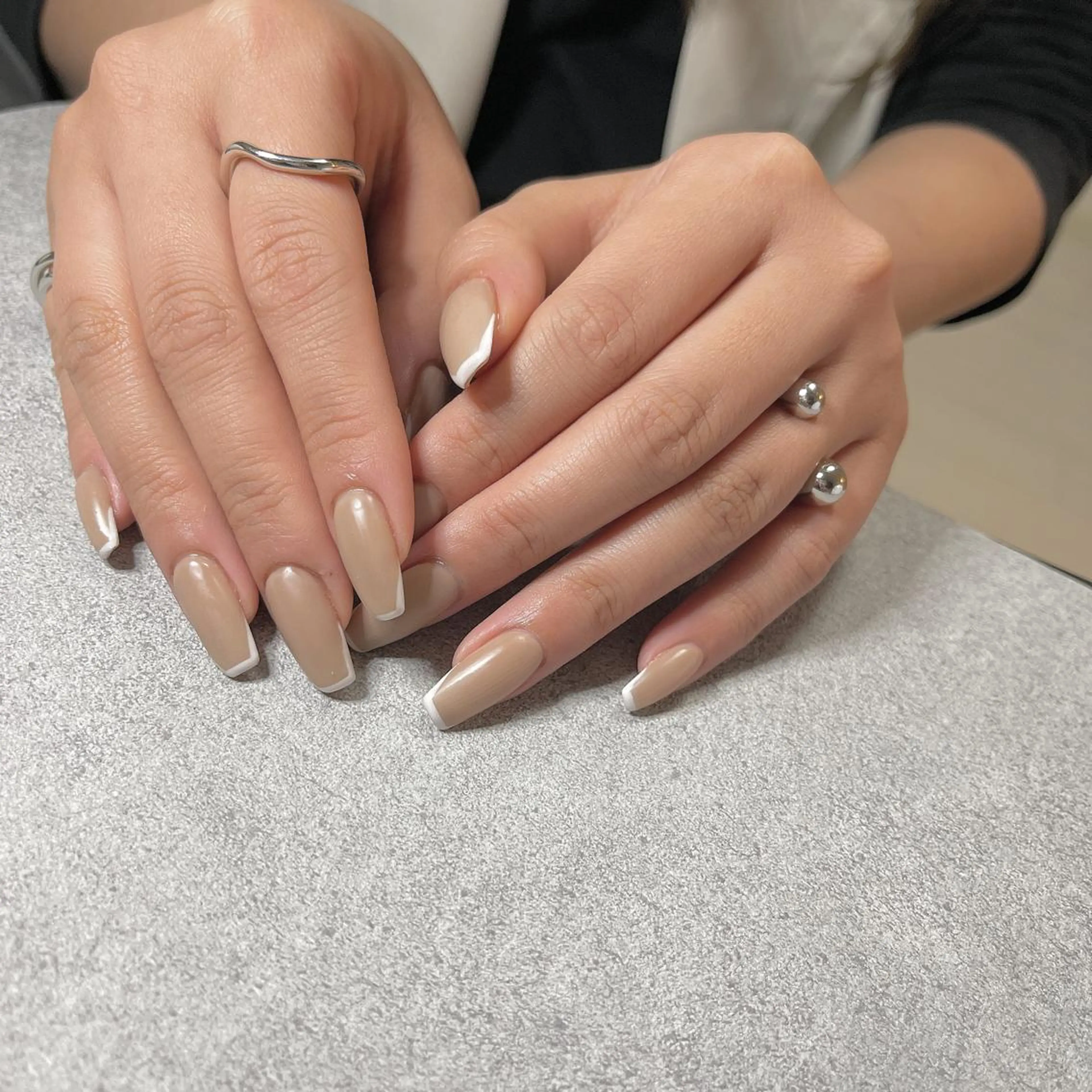 ネイル アートネイル ブラウン フットネイル フレンチネイル ジェルネイル Nail Salon ECLAREのネイルデザイン