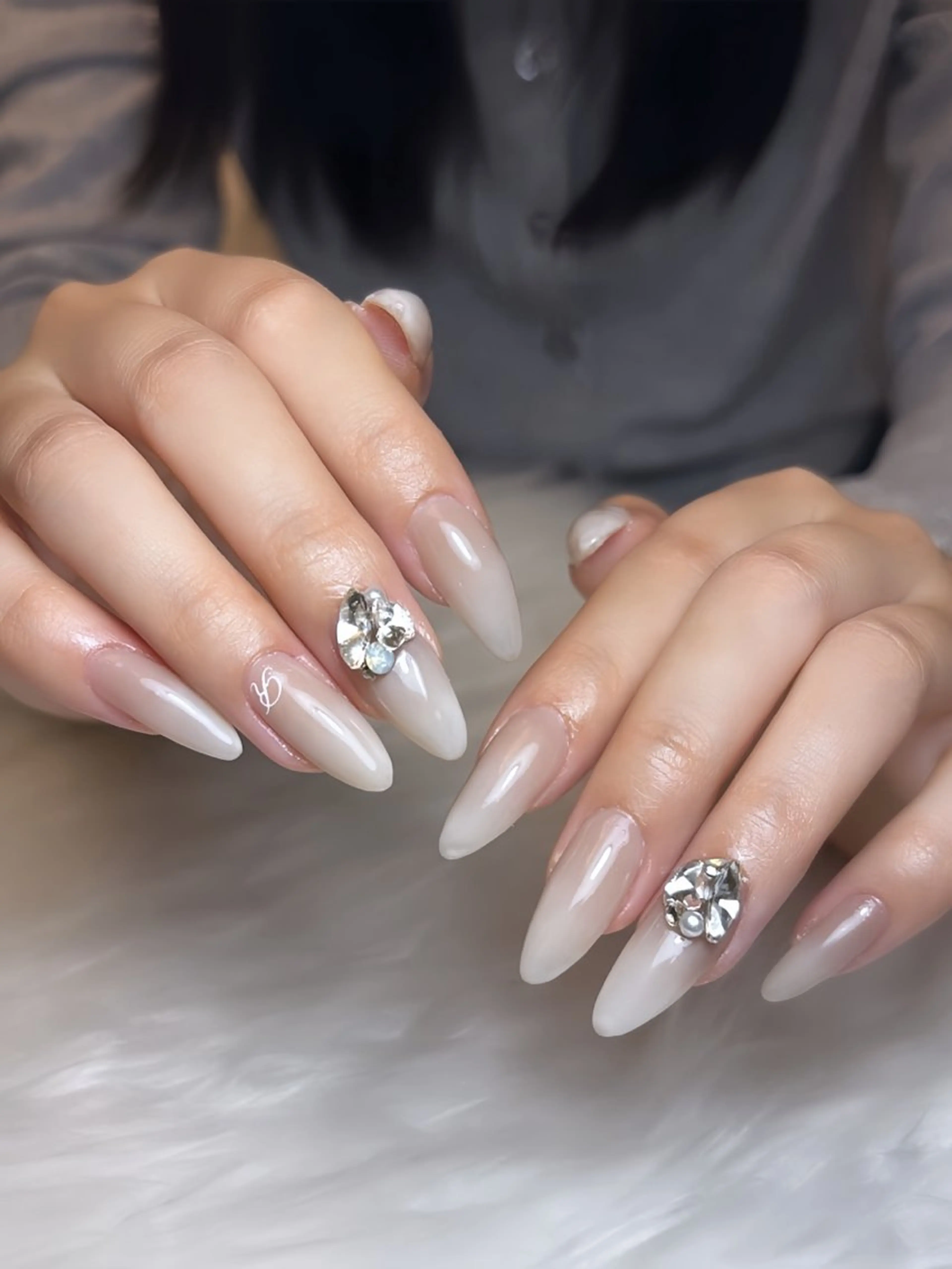 ネイル アートネイル 長さ出し ガーリー 韓国ネイル 持ち込み Rin Nail 新大久保店のネイルデザイン