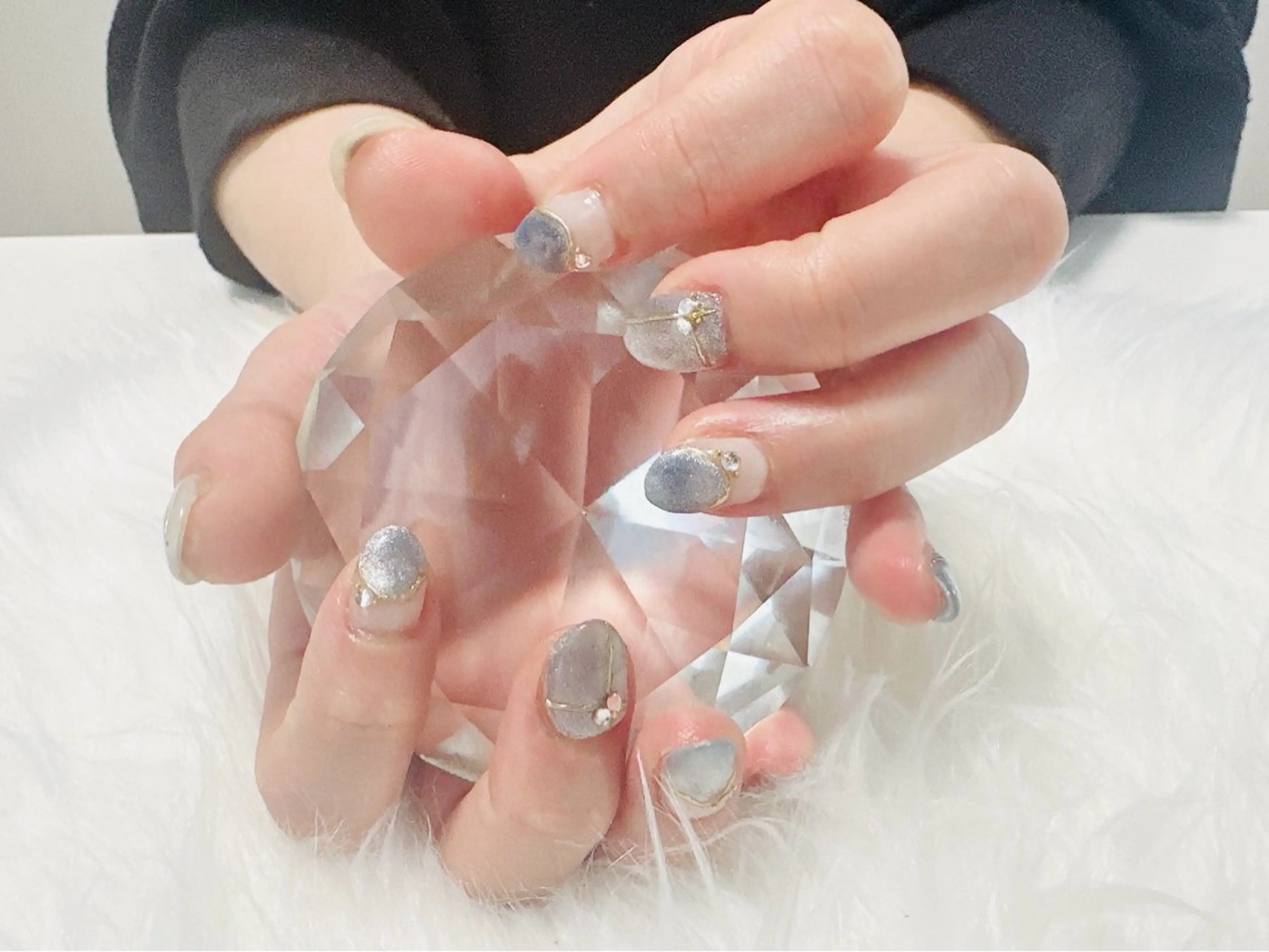 ネイル ブルー マグネットネイル 春ネイル nailsalon oluoluのネイルデザイン