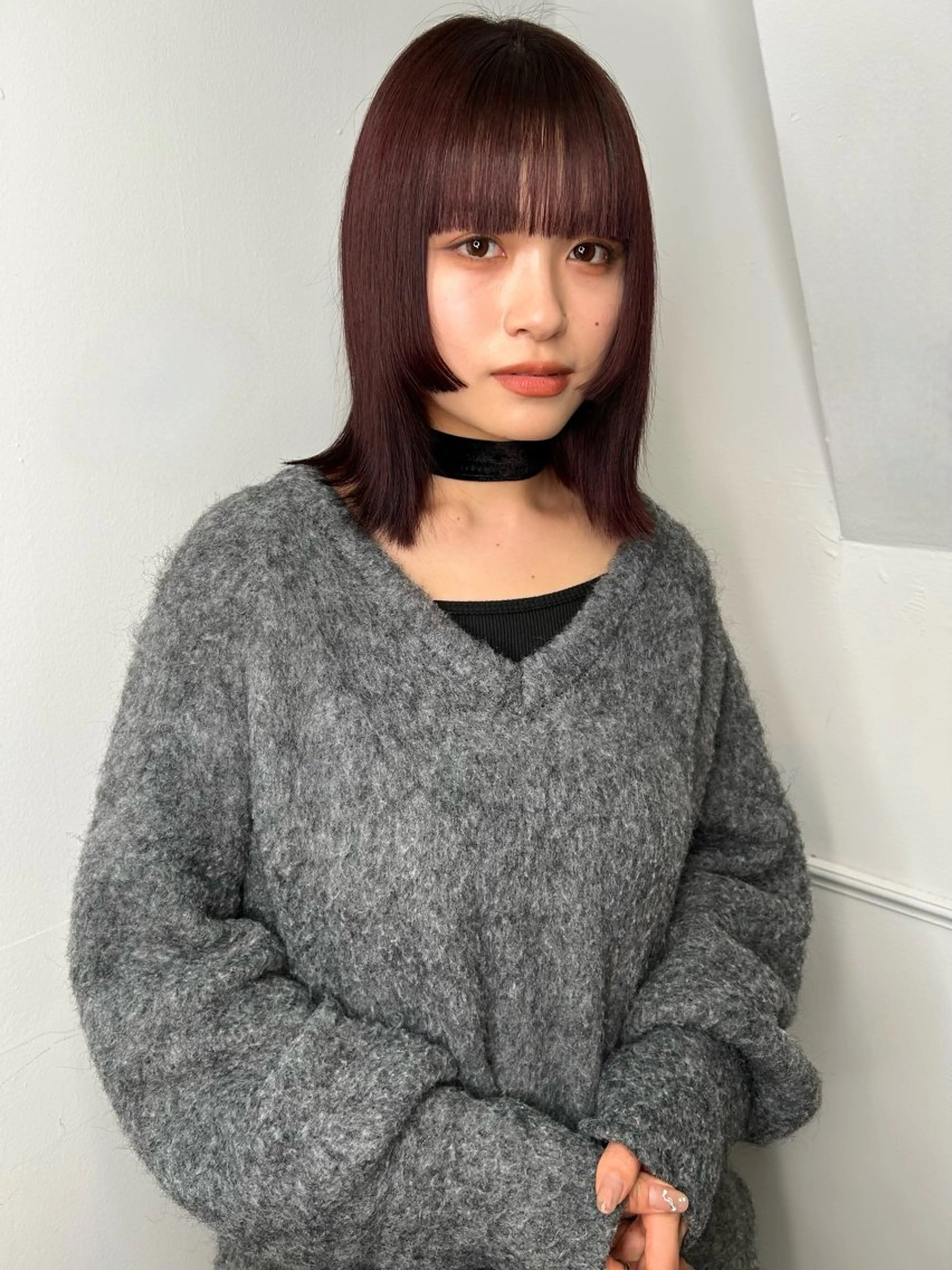 セミロング カラー レッドカラー 姫カット land所属・透明感カラー/レイヤ ー🌙Honokaのヘアスタイル