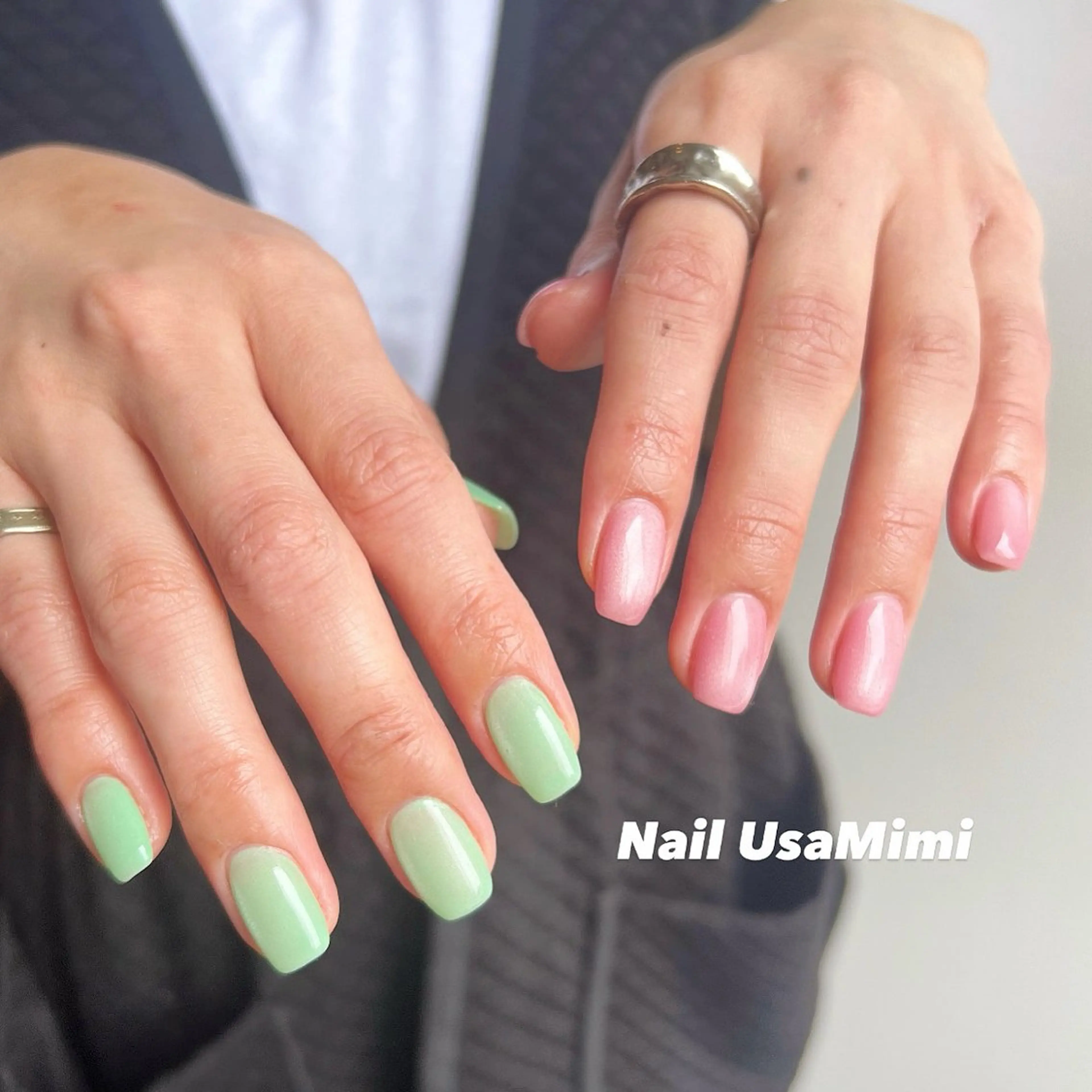 ネイル アートネイル オーロラネイル チークネイル フレンチネイル ジェルネイル ハンドネイル 本町NailUsa Mimi RIKOのネイルデザイン