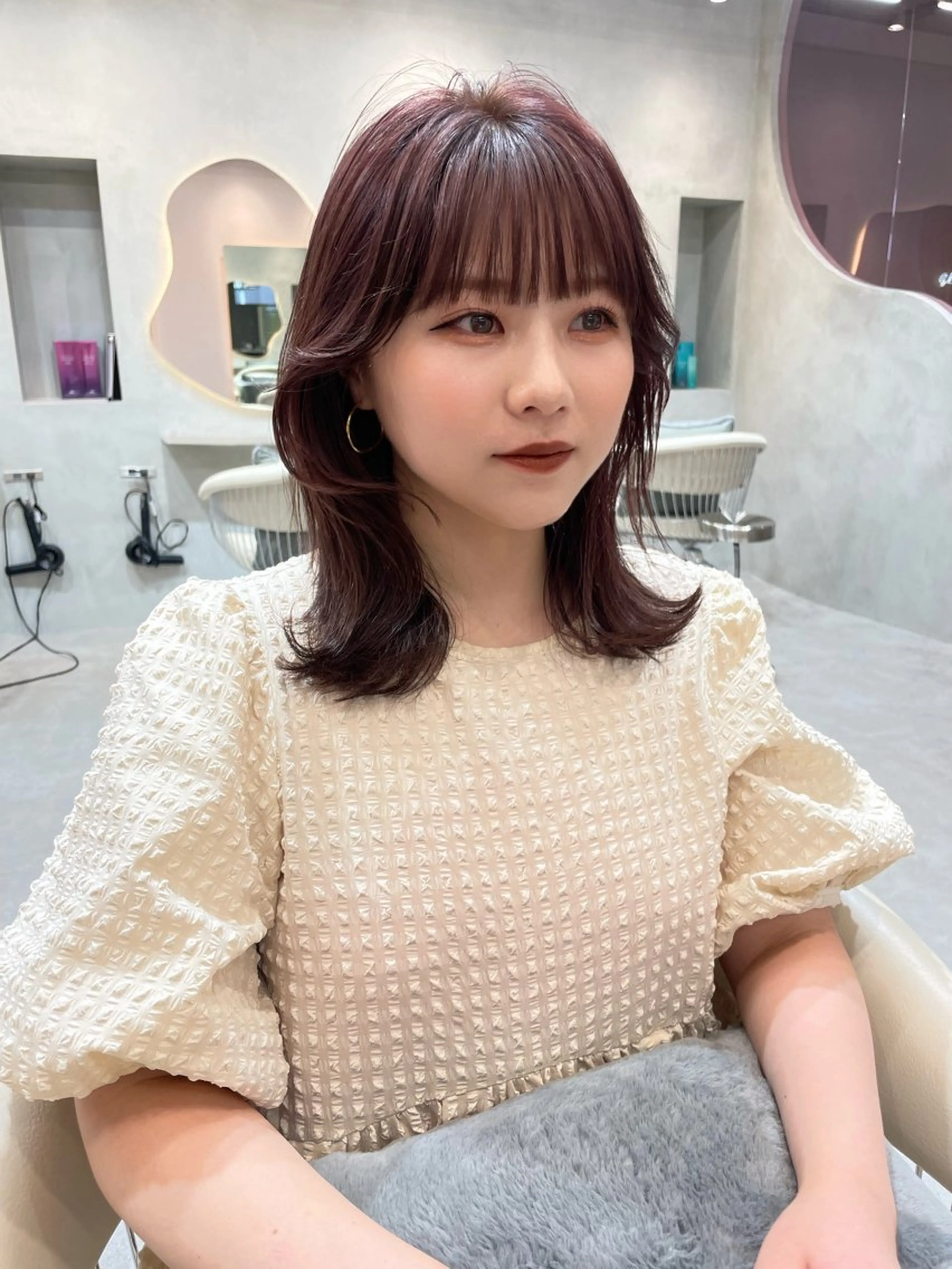 ミディアム 韓国風ヘア レイヤーカット レイヤー縮毛矯正 ささきすずね💗のヘアスタイル