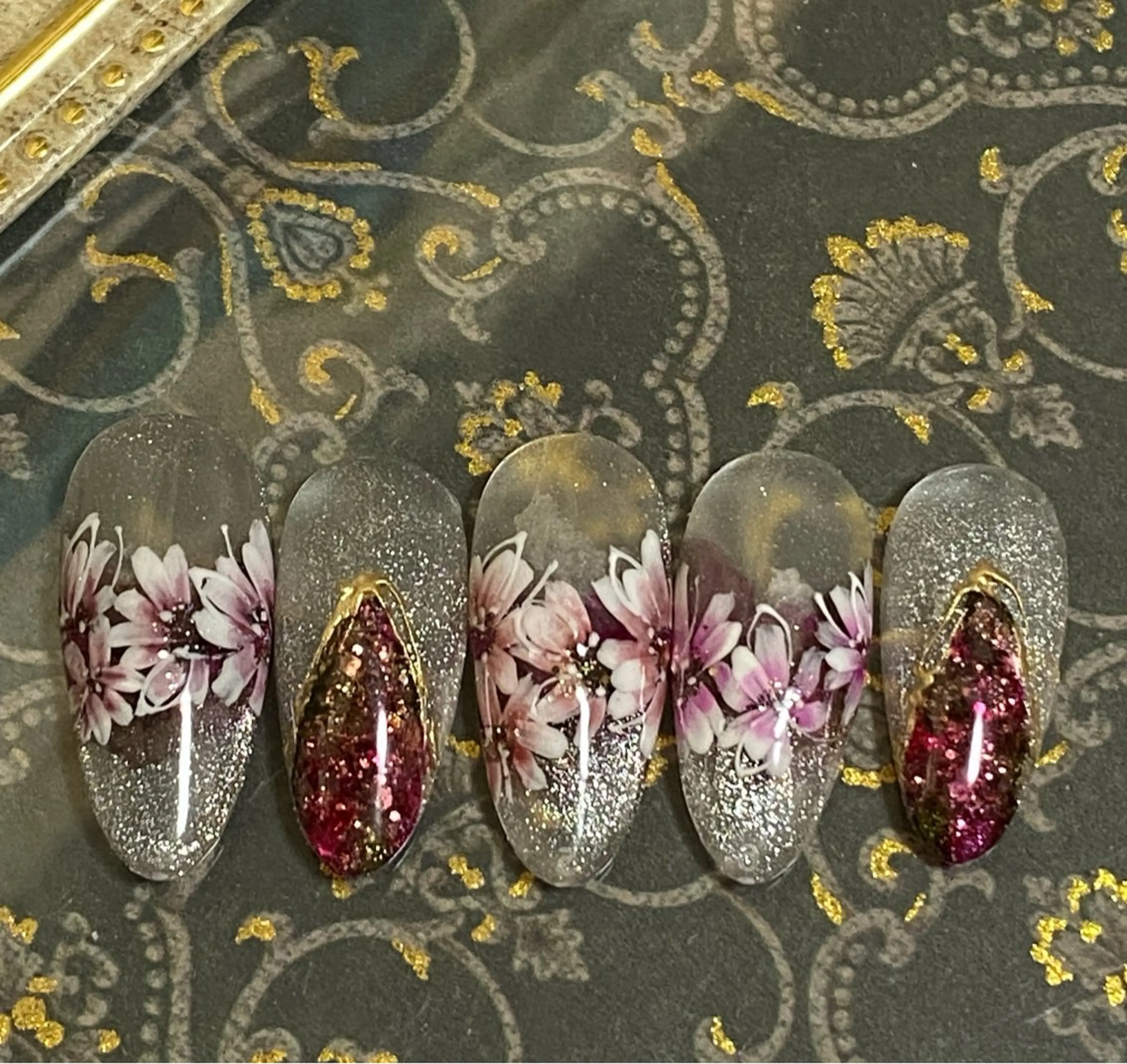 ネイル フラワーネイル 自宅ネイルサロン ♦️nuance♦️のネイルデザイン