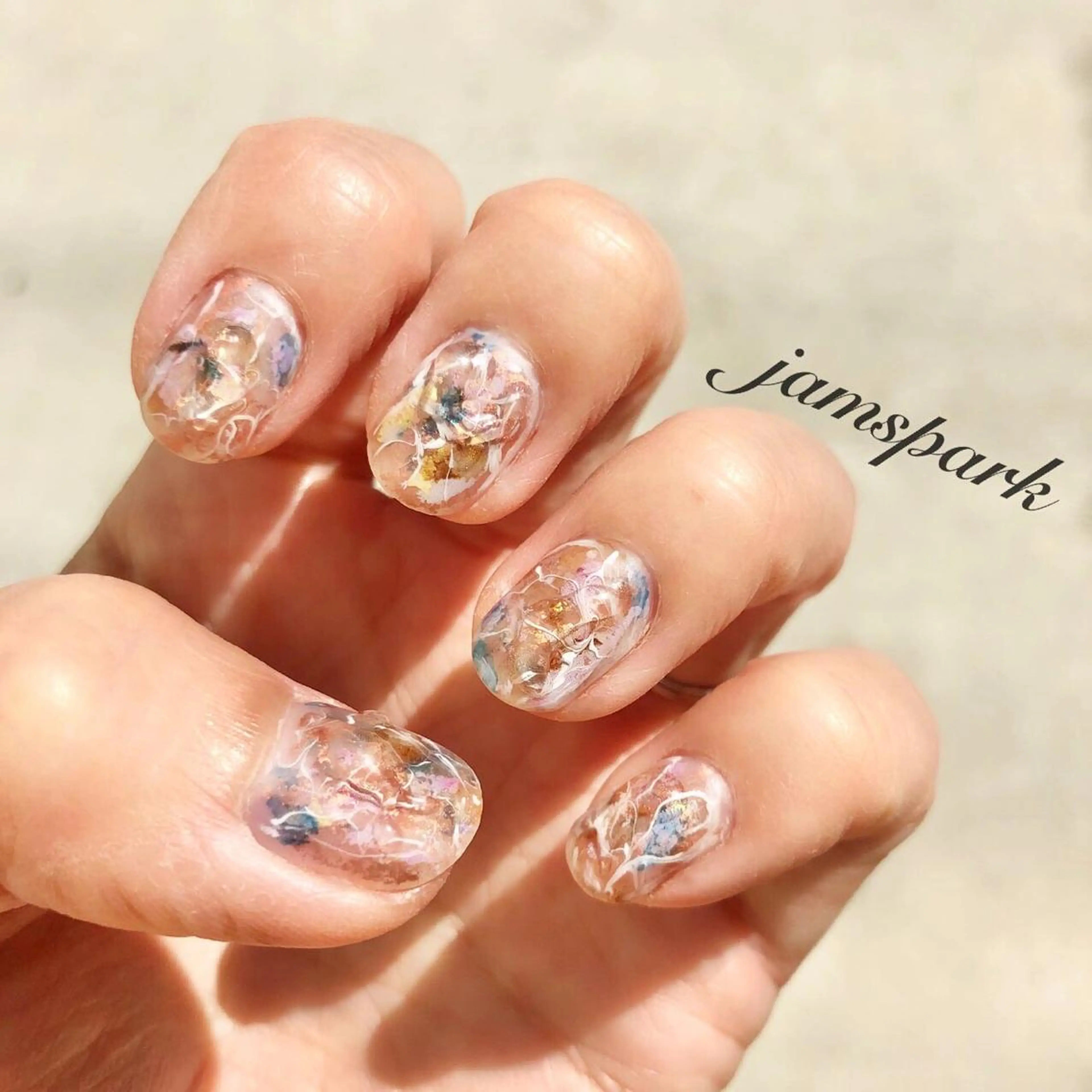 ネイル アートネイル ニュアンスネイル ショートネイル 春ネイル ハンドネイル jamspark ✨のネイルデザイン