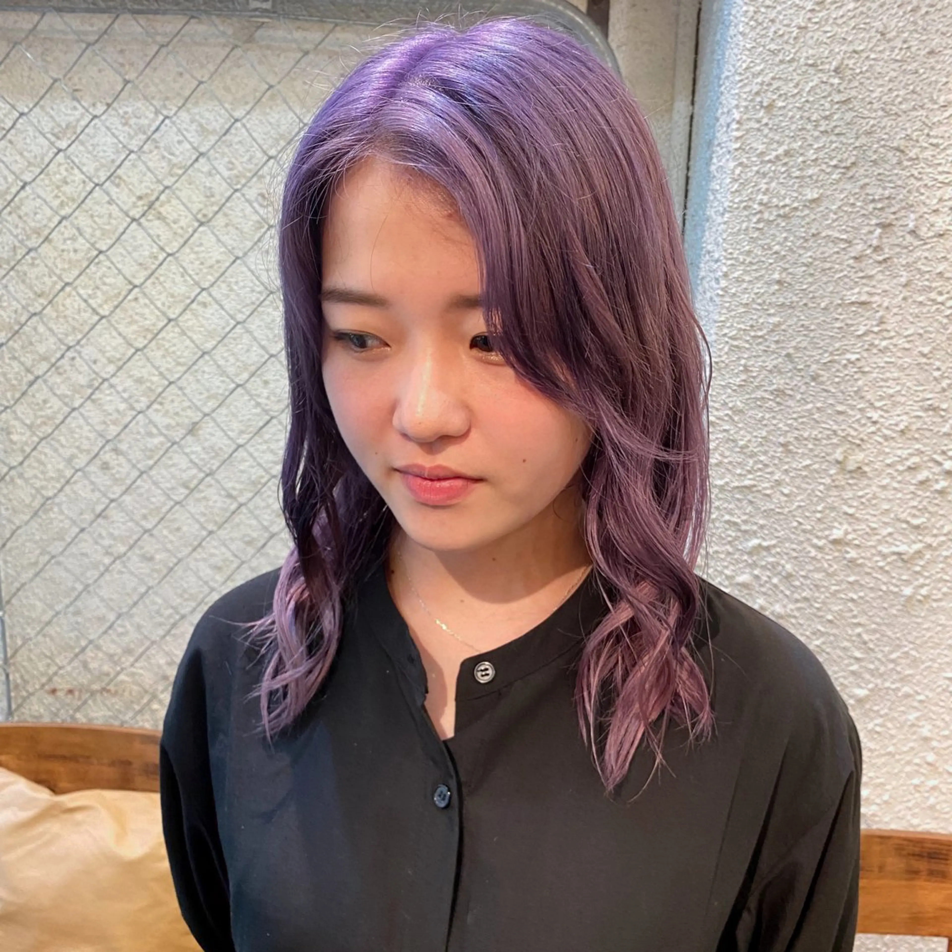 セミロング カラー ブリーチ ラベンダーカラー 暖色艶color / ボブ🦩Rioのヘアスタイル