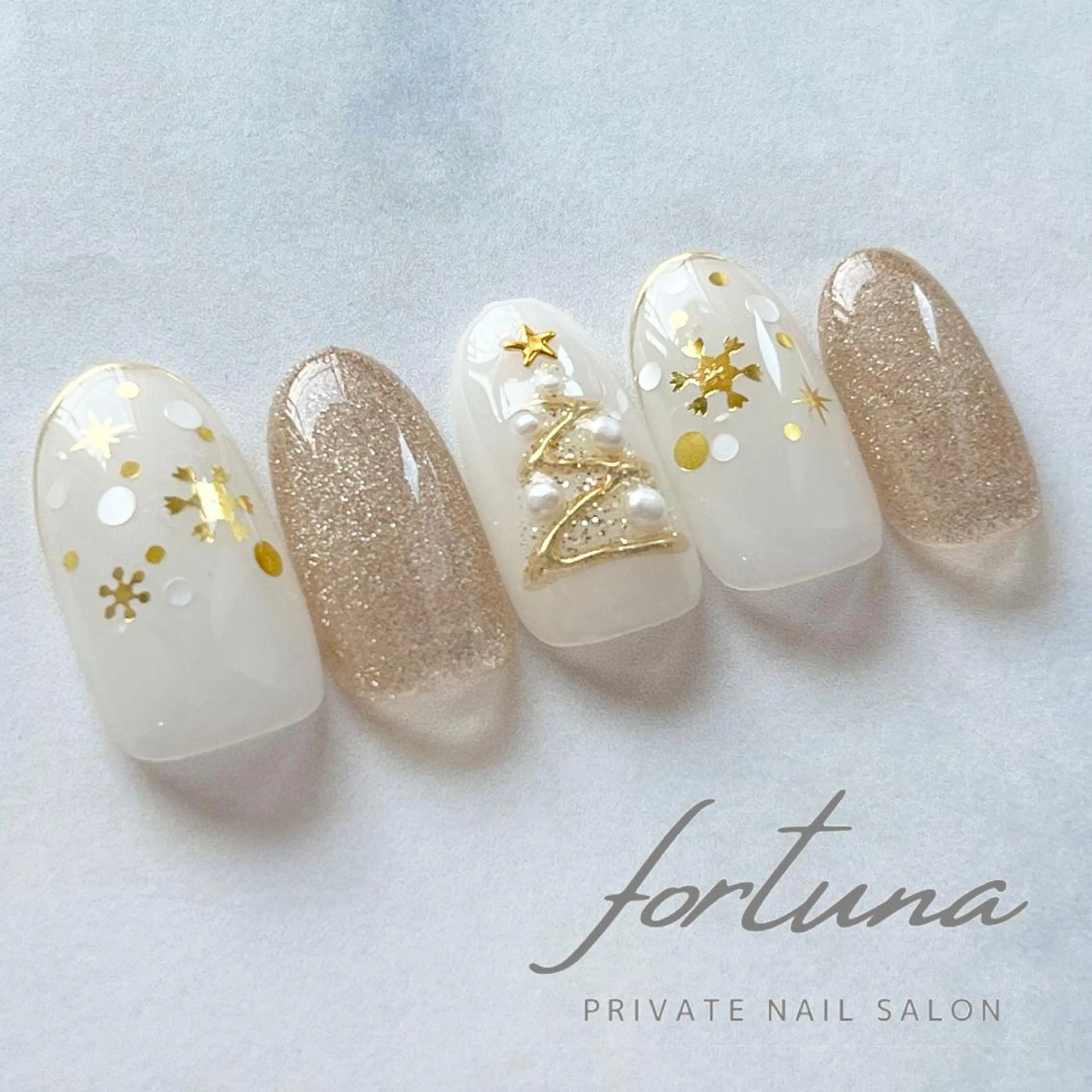 ネイル キラキラネイル ミラーネイル 冬ネイル クリスマス fortuna 武藤裕美のネイルデザイン