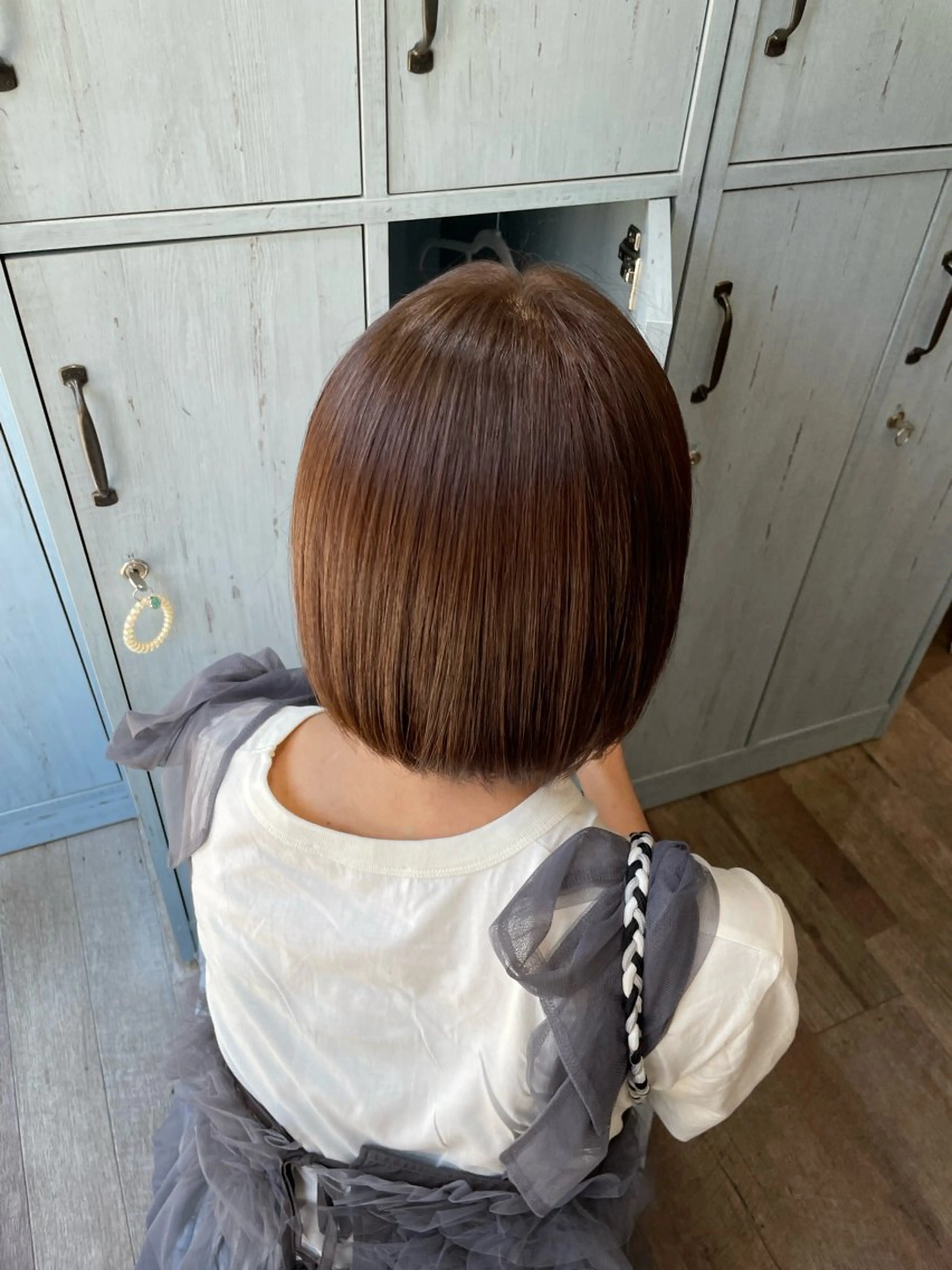 ミディアム カット ヘアカラー トリートメント ピンク・ラベンダー/ レイヤー/NANAのヘアスタイル