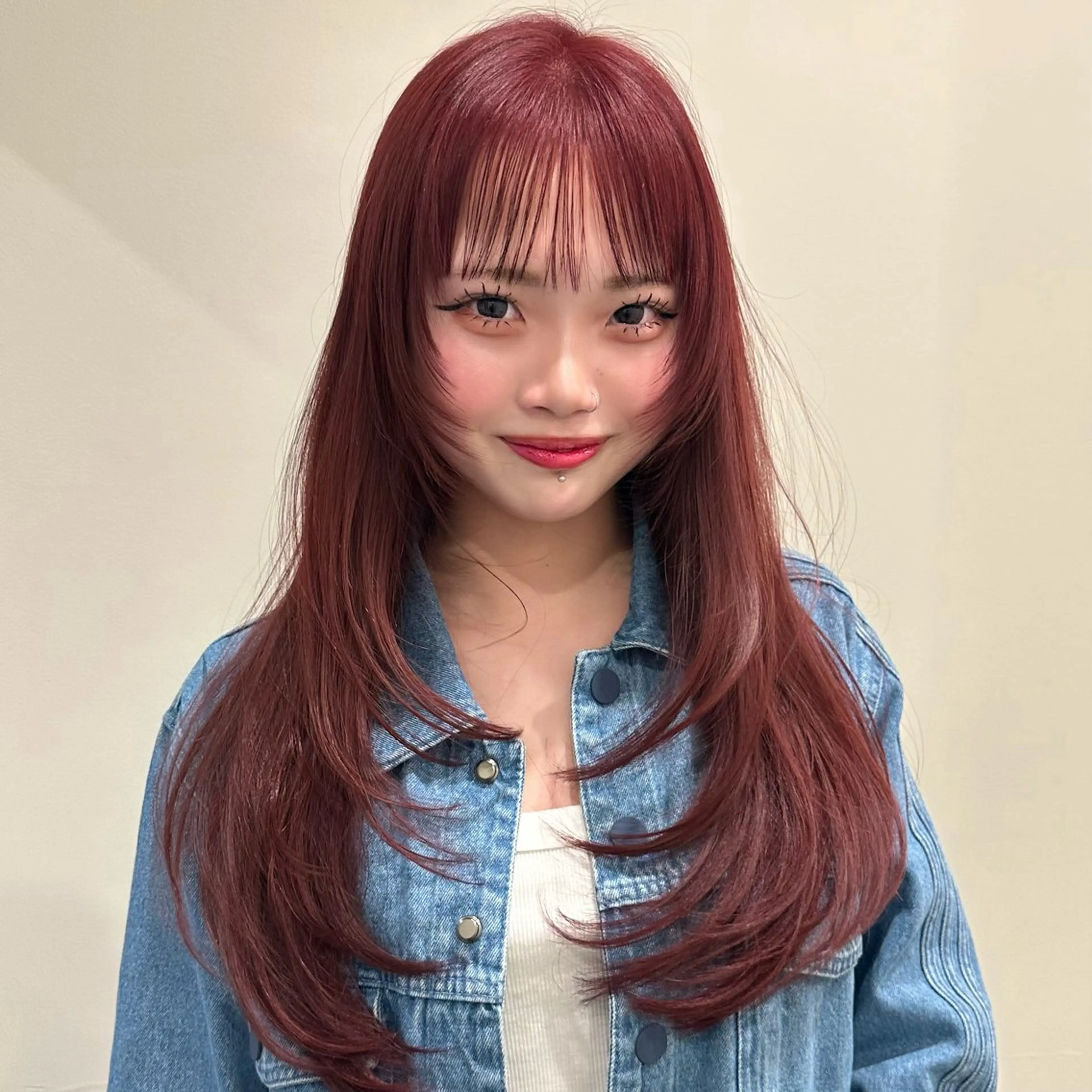 ロング カット ヘアカラー トリートメント 🌹ハッシュカット、 レイヤー韓国ヘア🌹のヘアスタイル