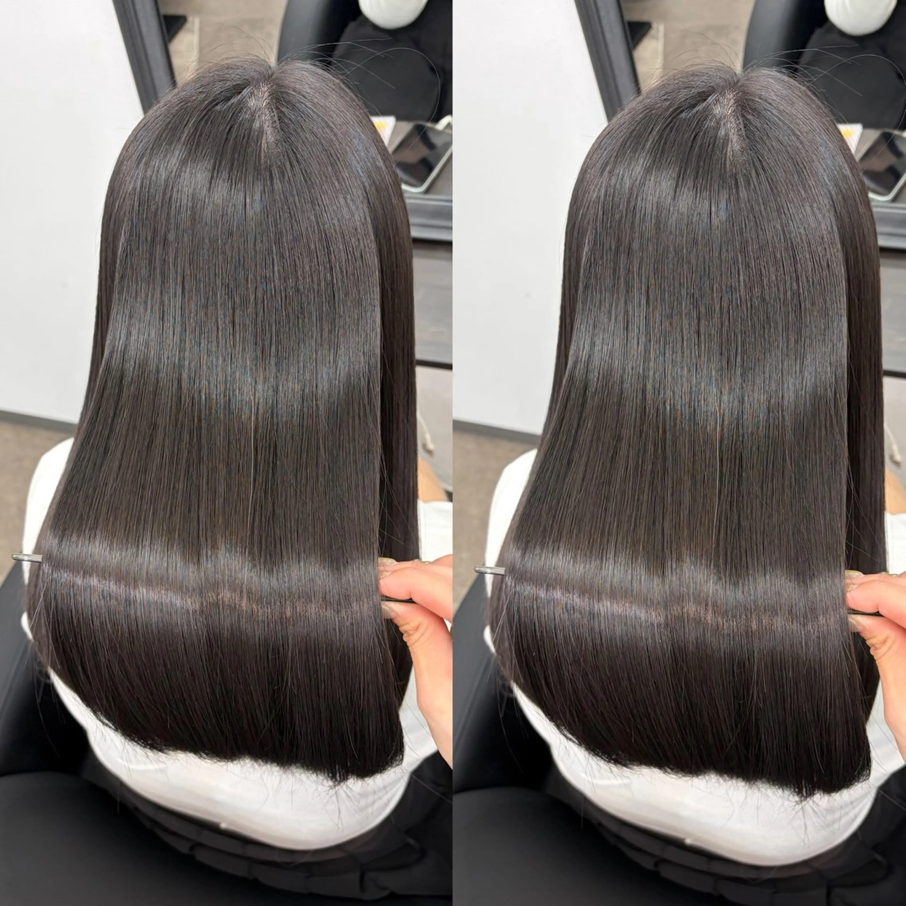 セミロング カット 縮毛矯正 トリートメント 🫧艶髪レイヤー/韓 国ボブ💎石川遥💎のヘアスタイル