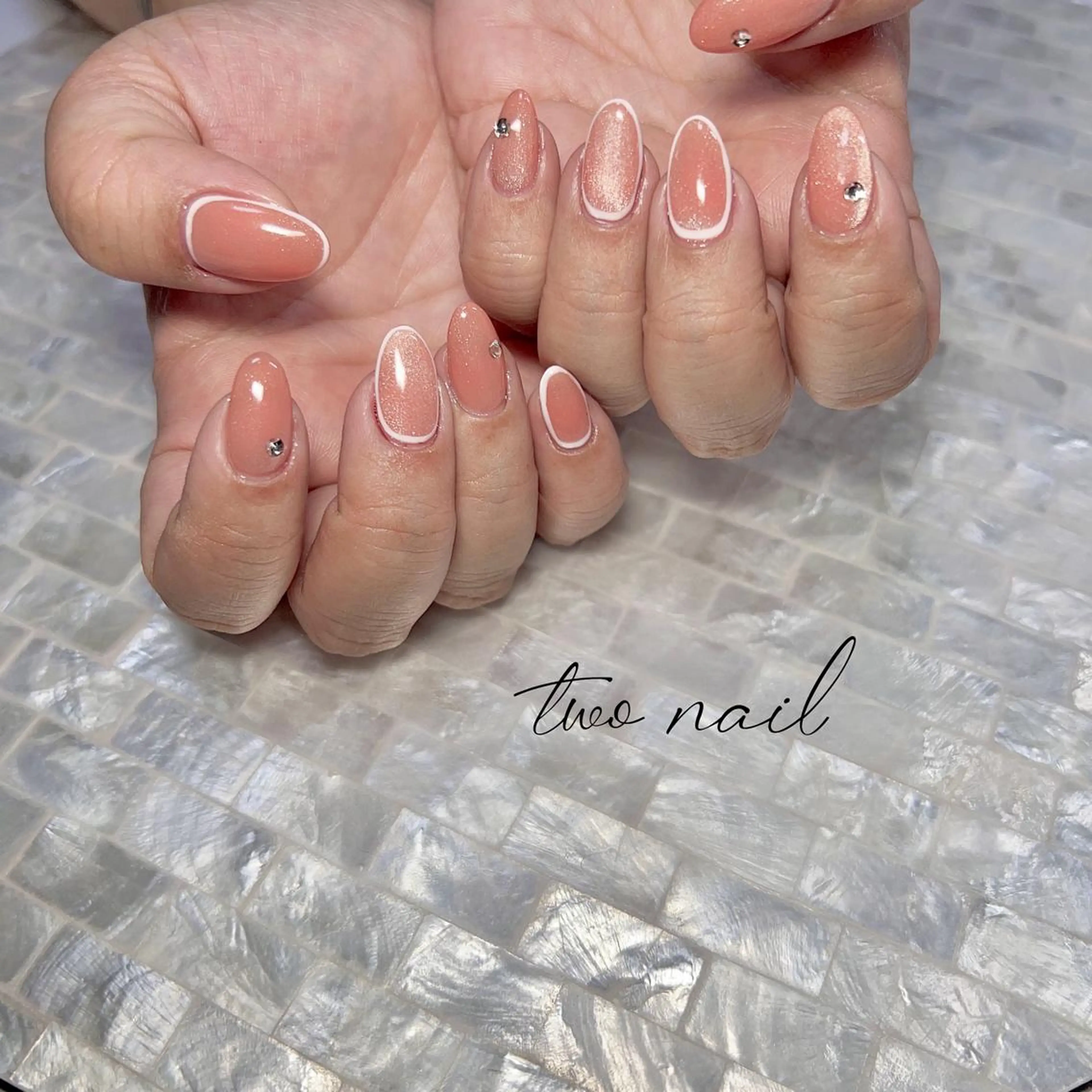 ネイル アートネイル フットネイル ハート マグネットネイル ニュアンスネイル フットネイル two nailのネイルデザイン