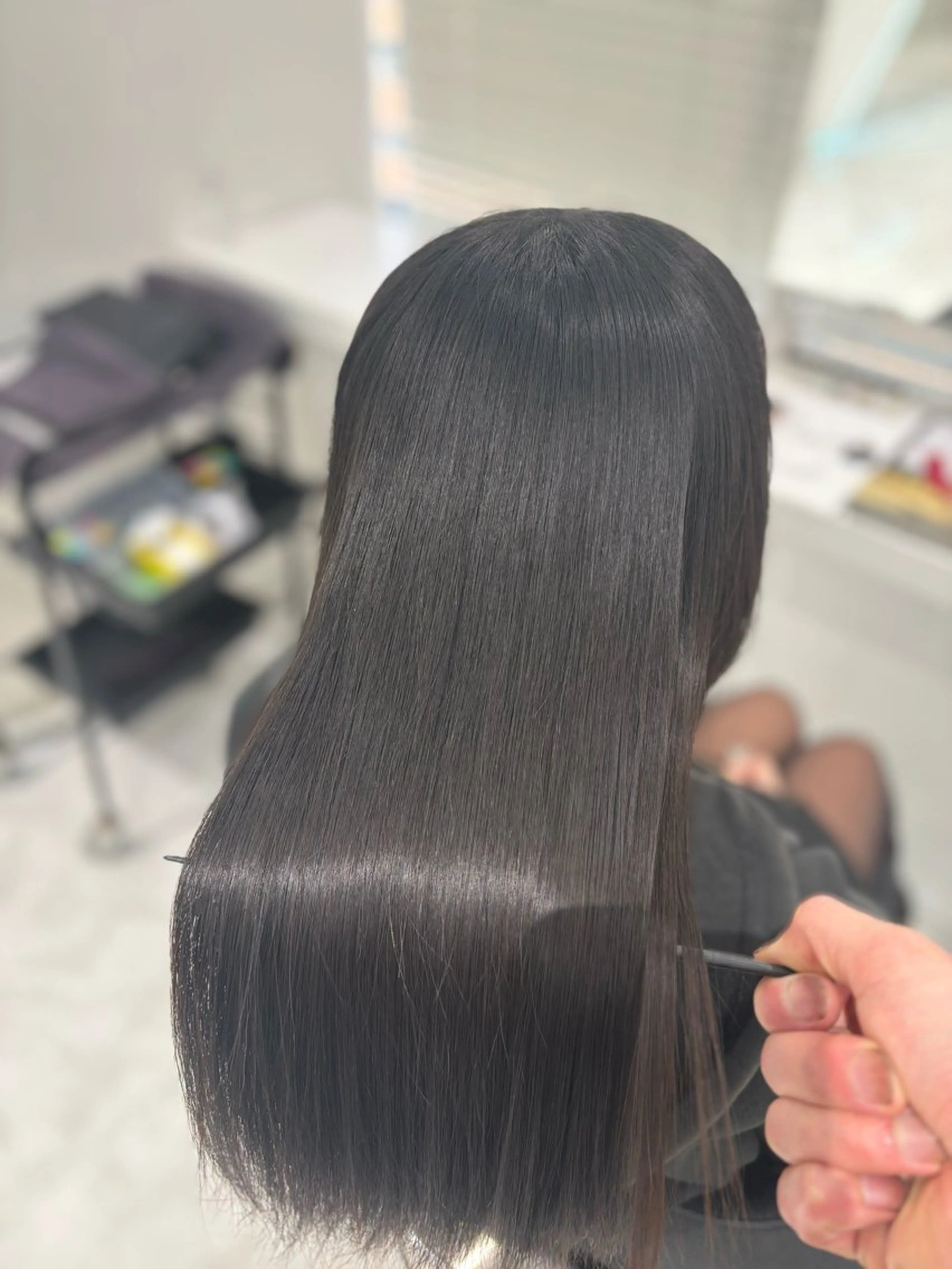 ロング カット 縮毛矯正 トリートメント ブリーチなし透明感 ×縮毛矯正🤍ユウのヘアスタイル