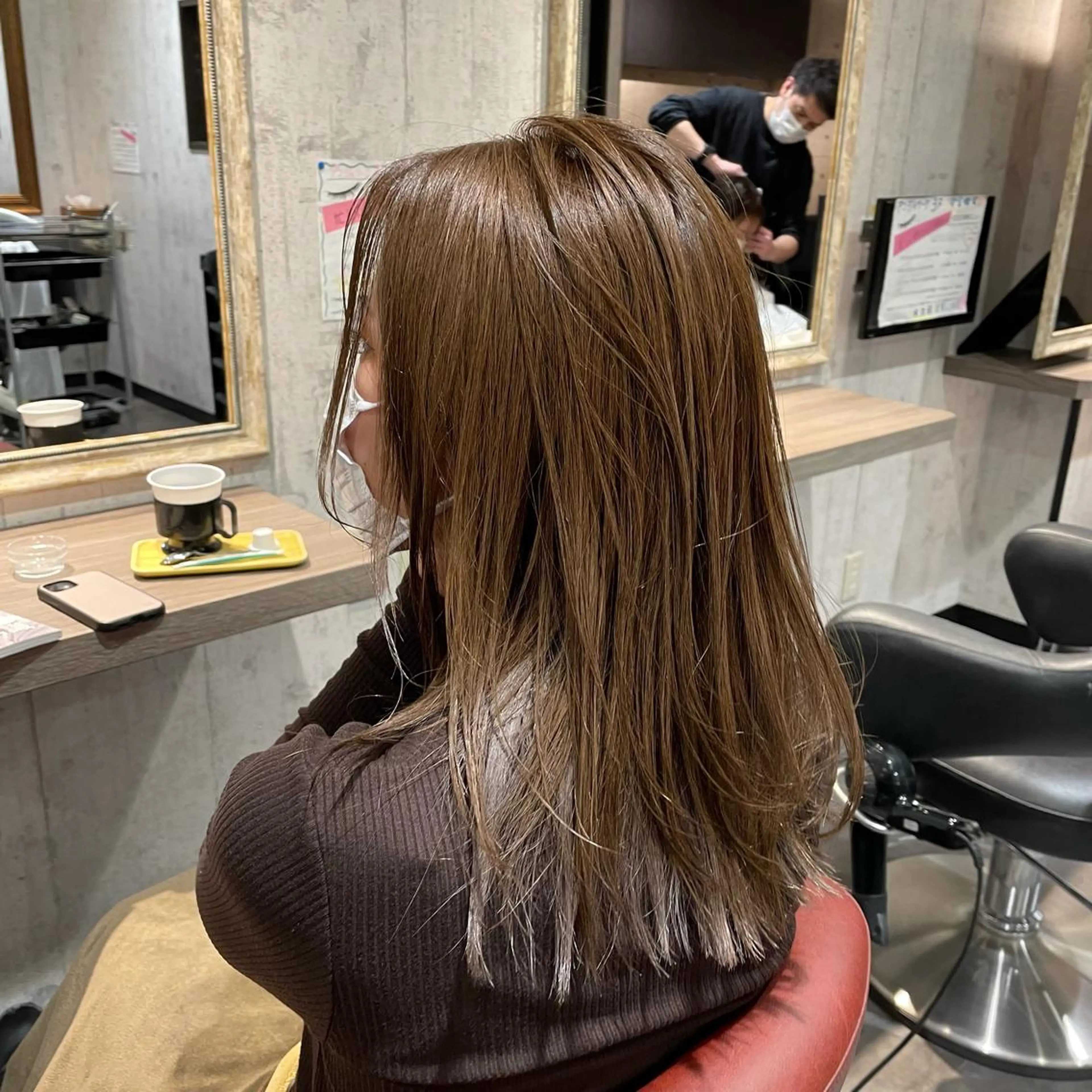 セミロング カラー ベージュカラー ミルクティーベージュ レイヤーカット ヘアカラー Wataru 髪質改善カラー💎のヘアスタイル