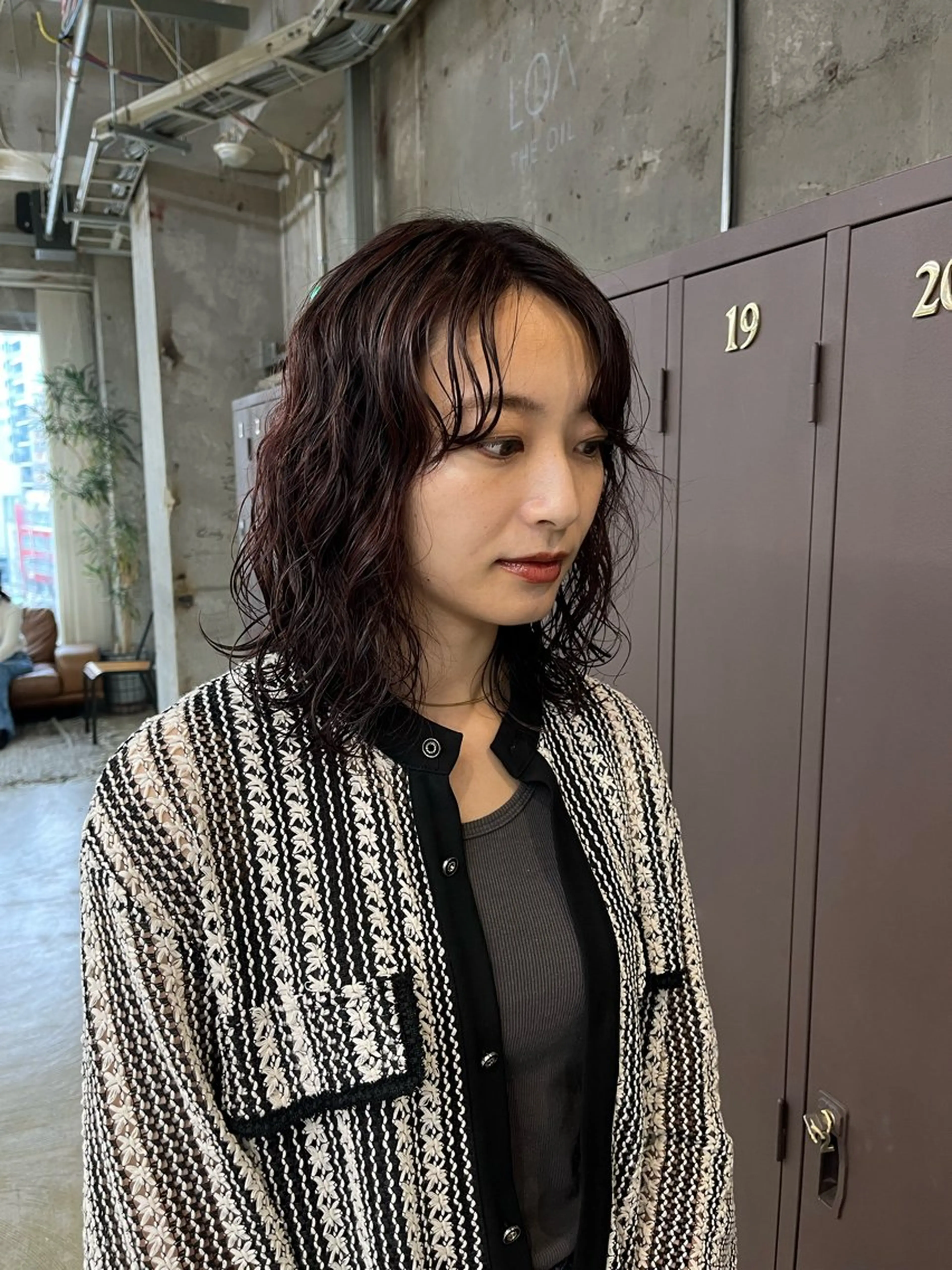 ミディアム カット ヘアカラー パーマ パーマ/オリーブ/ 酸性ストレート/ゆなのヘアスタイル