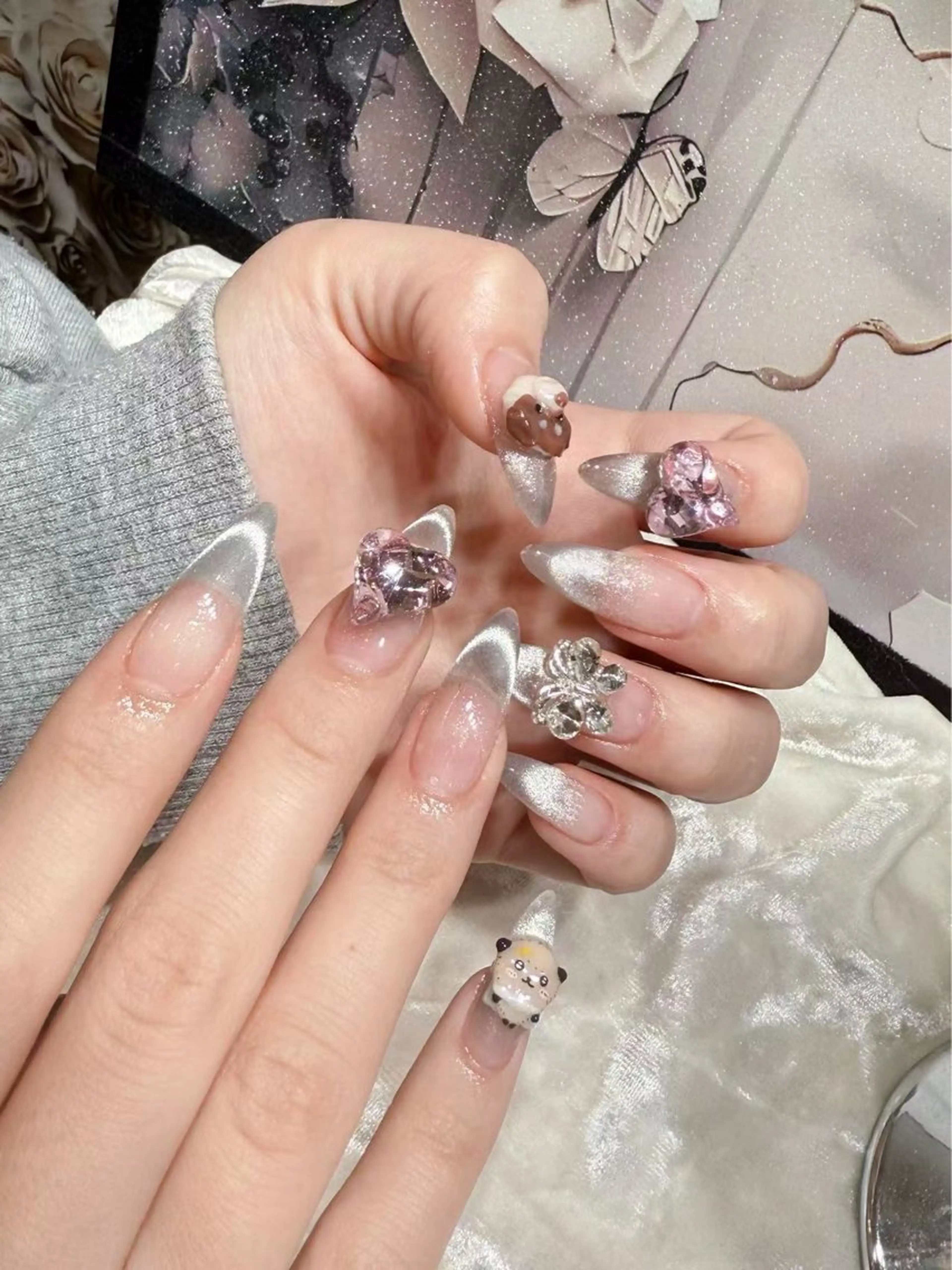 ネイル アートネイル フットネイル ジェルネイル ハート マグネットネイル Babarla Nailのネイルデザイン