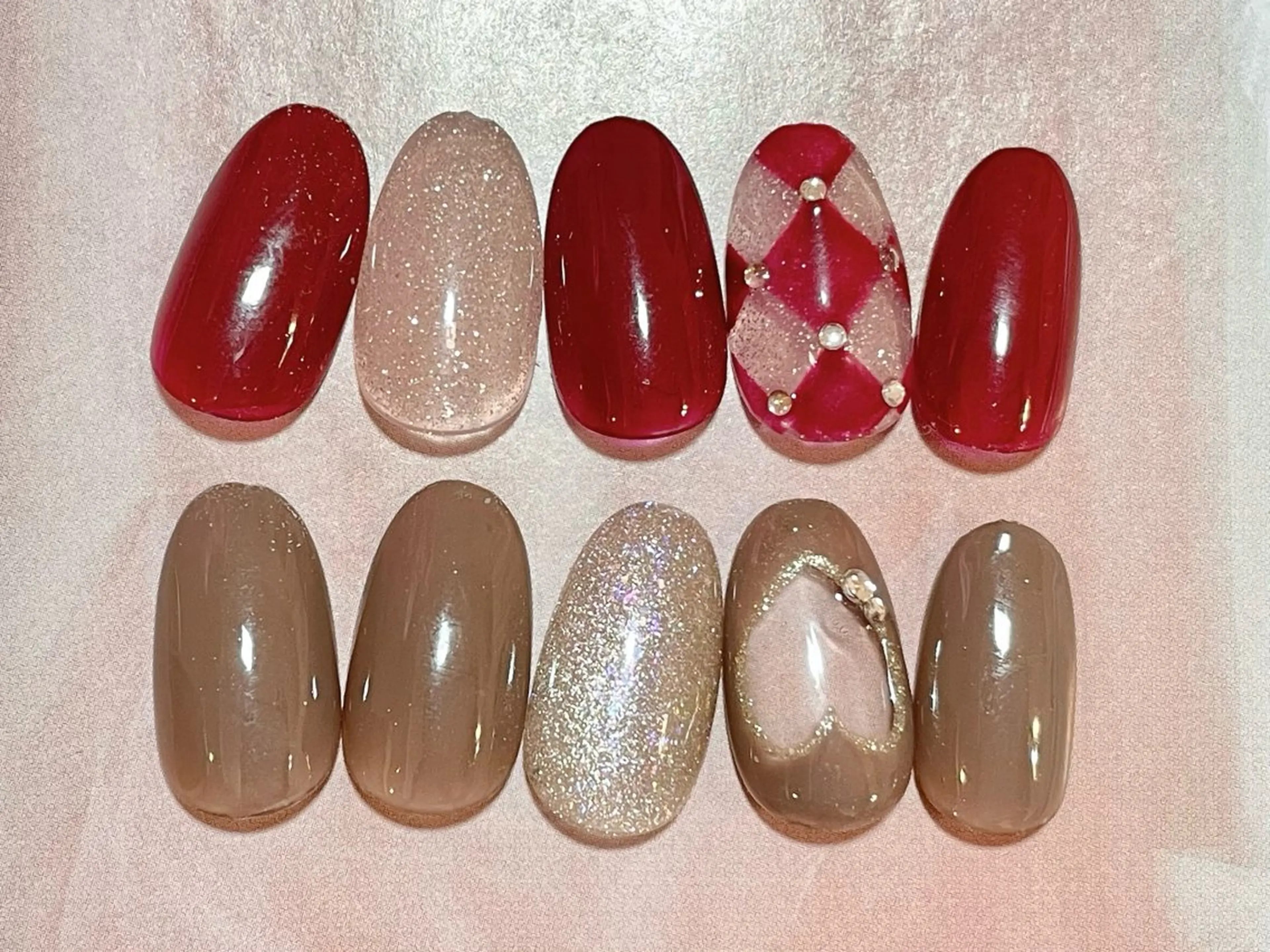 (オフ込み)キルティングorくり抜きハートnail/6週間長持ちの写真