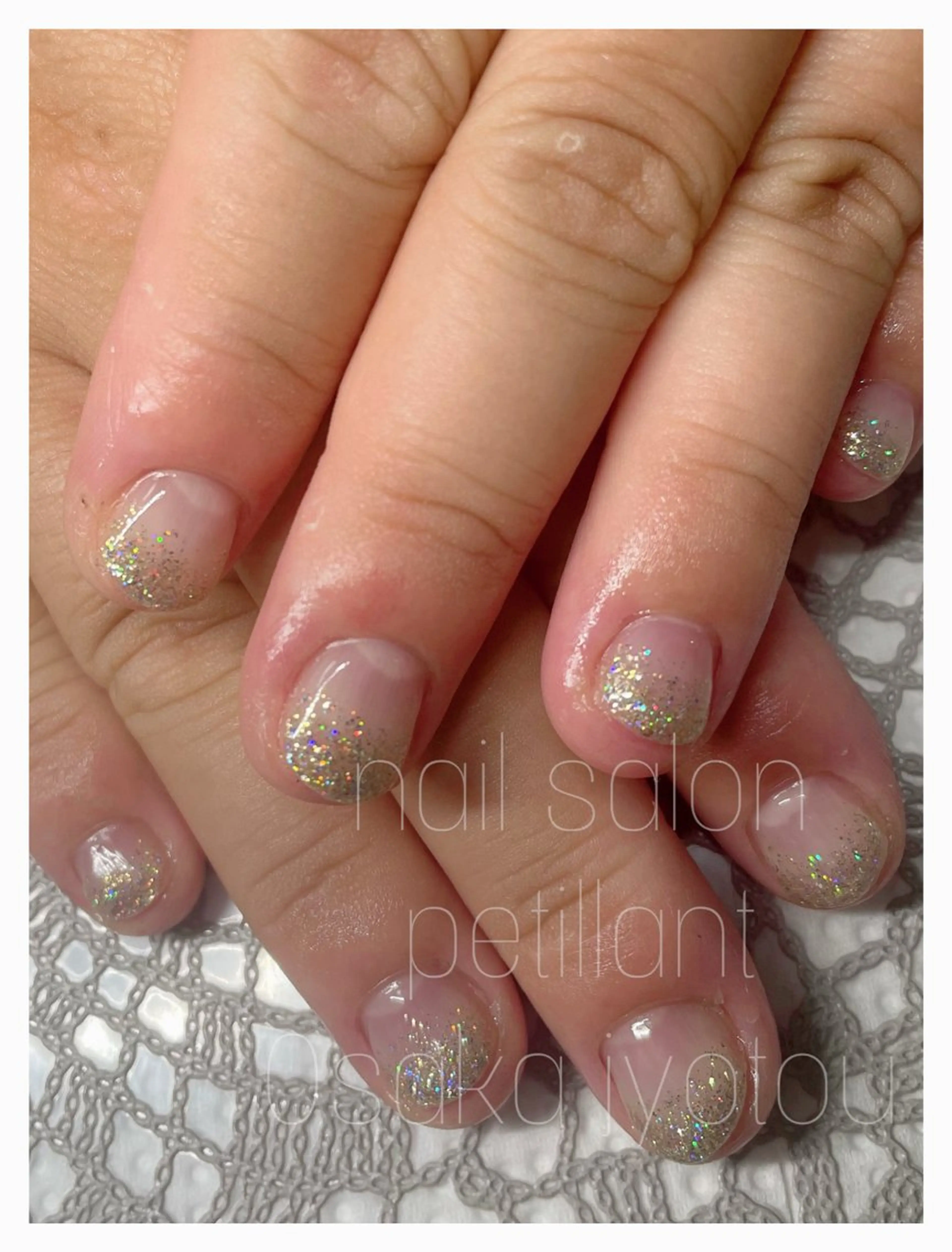 ネイル ブルー クリアネイル グラデーション ラメ(グリッター) ハンドネイル ハンドケア petillant所属・nail salon petillantのネイルデザイン