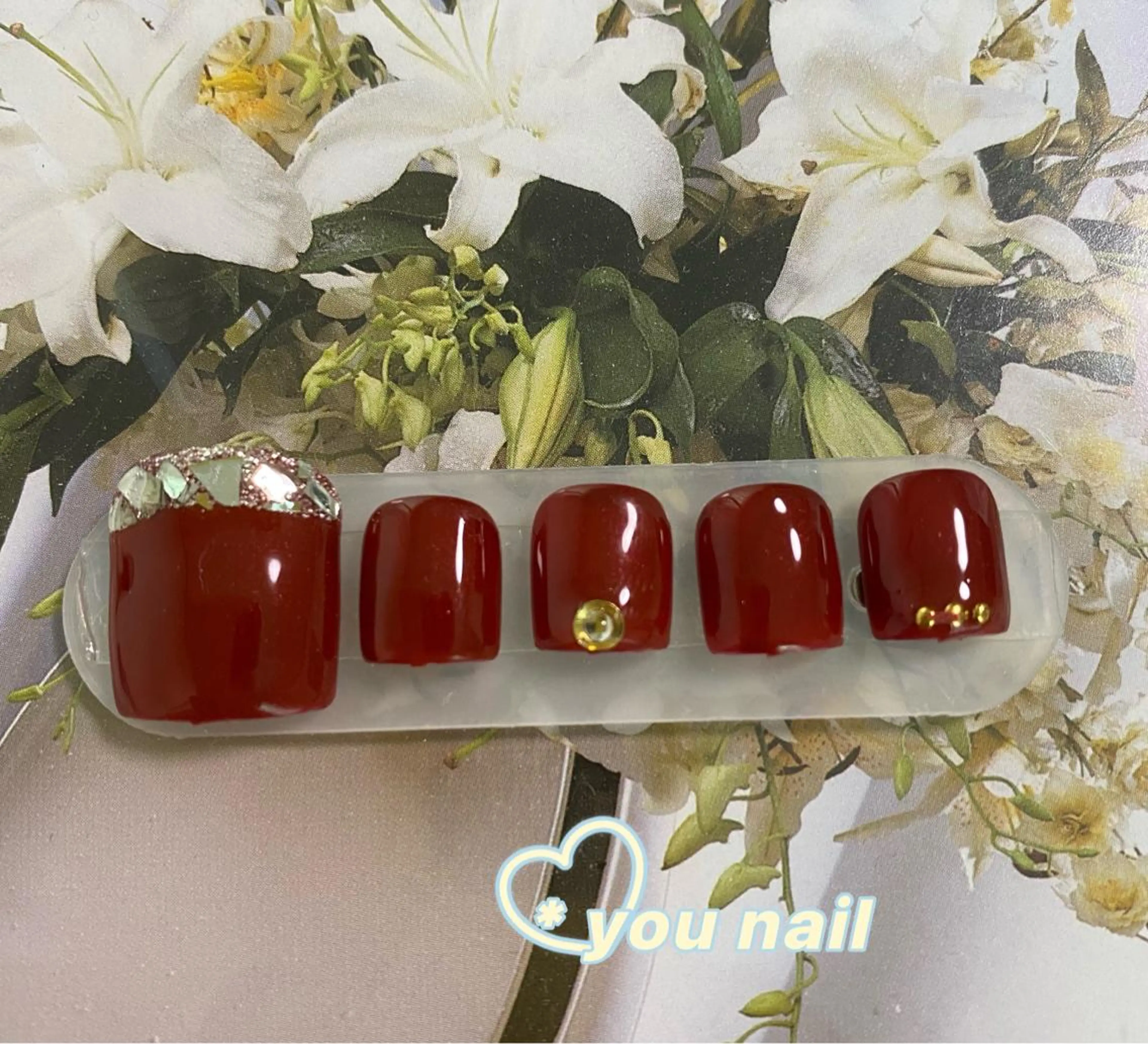 ネイル フットネイル フレンチネイル ガラスフレンチ 赤色 狭山店(林) You nailのネイルデザイン