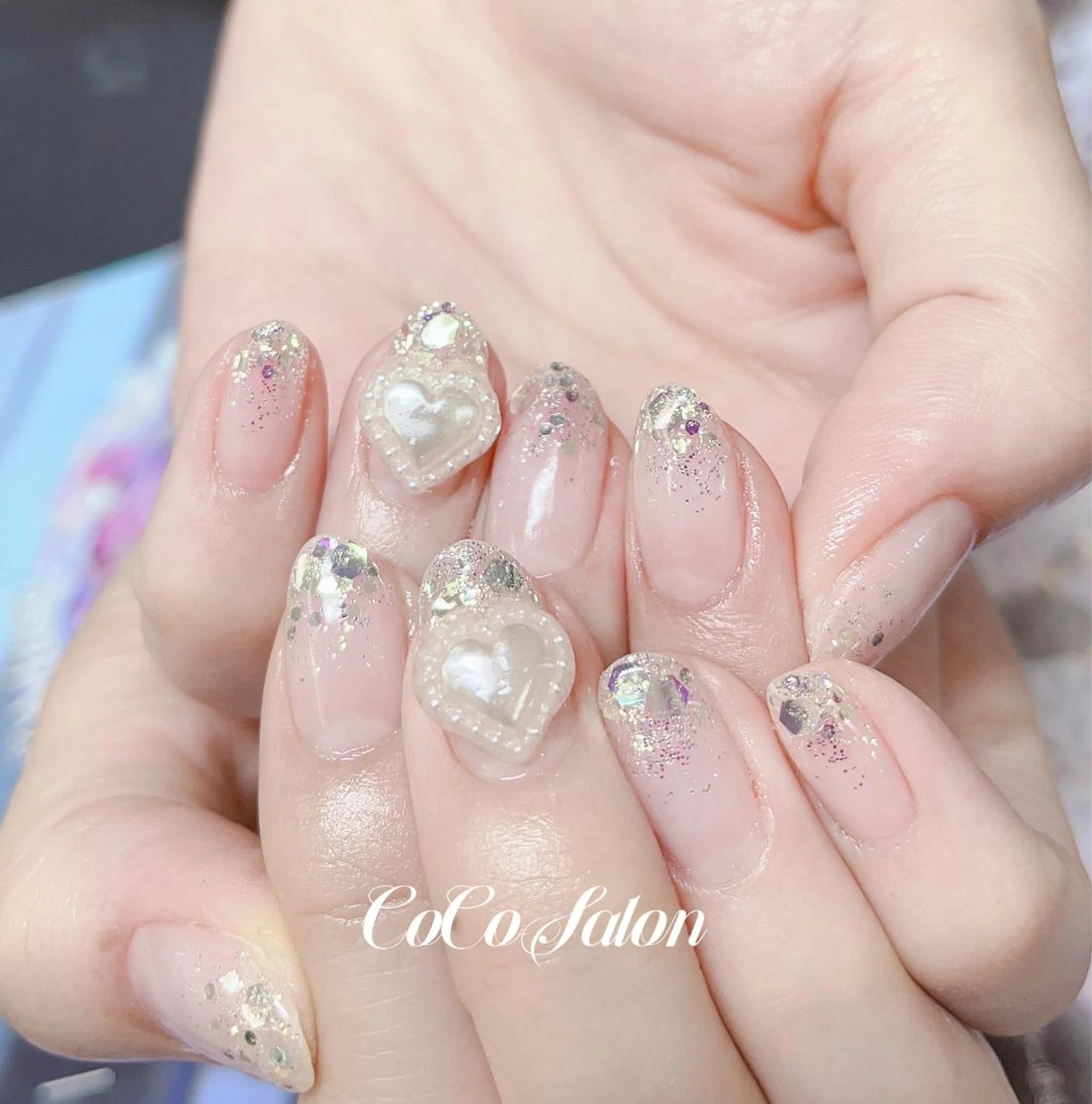 ネイル オーロラネイル 入学式 長さ出し ジェルネイル グラデーション ハンドネイル CoCoSalon ネイル/まつ毛予約のネイルデザイン