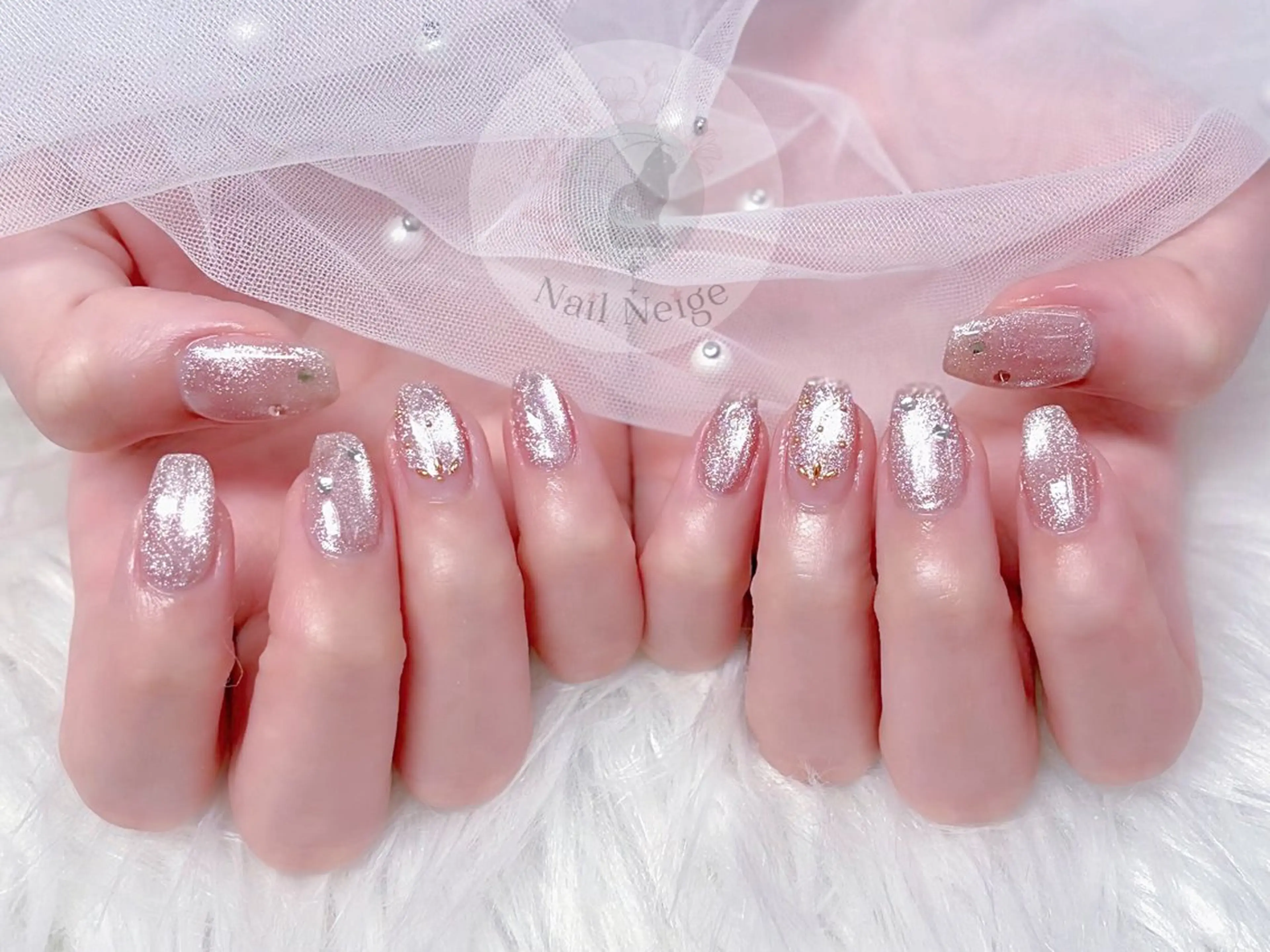 ネイル ジェルネイル 韓国ネイル マグネットネイル 持ち込み ニュアンスネイル ハンドネイル Nail Neige🐈🌙のネイルデザイン